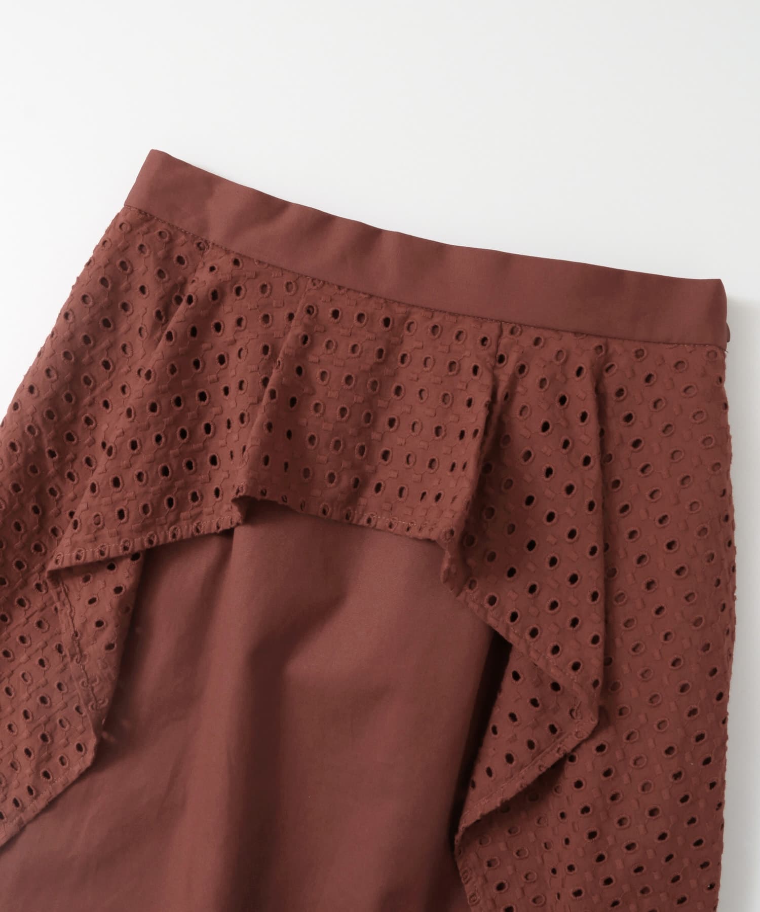 ペプラムレース変型スカート∴ BROWN one