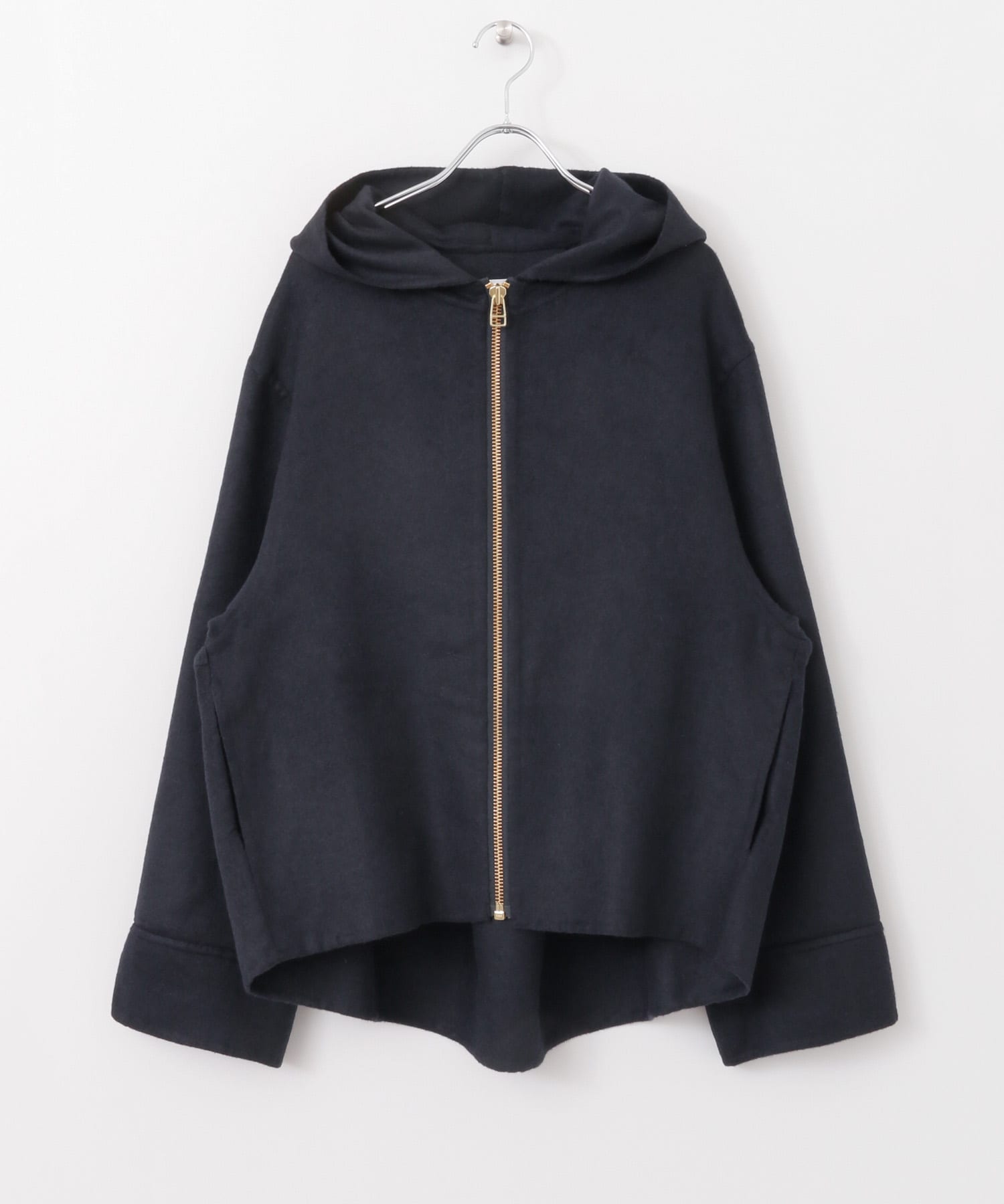 フードWIDEショートコート∴ NAVY one