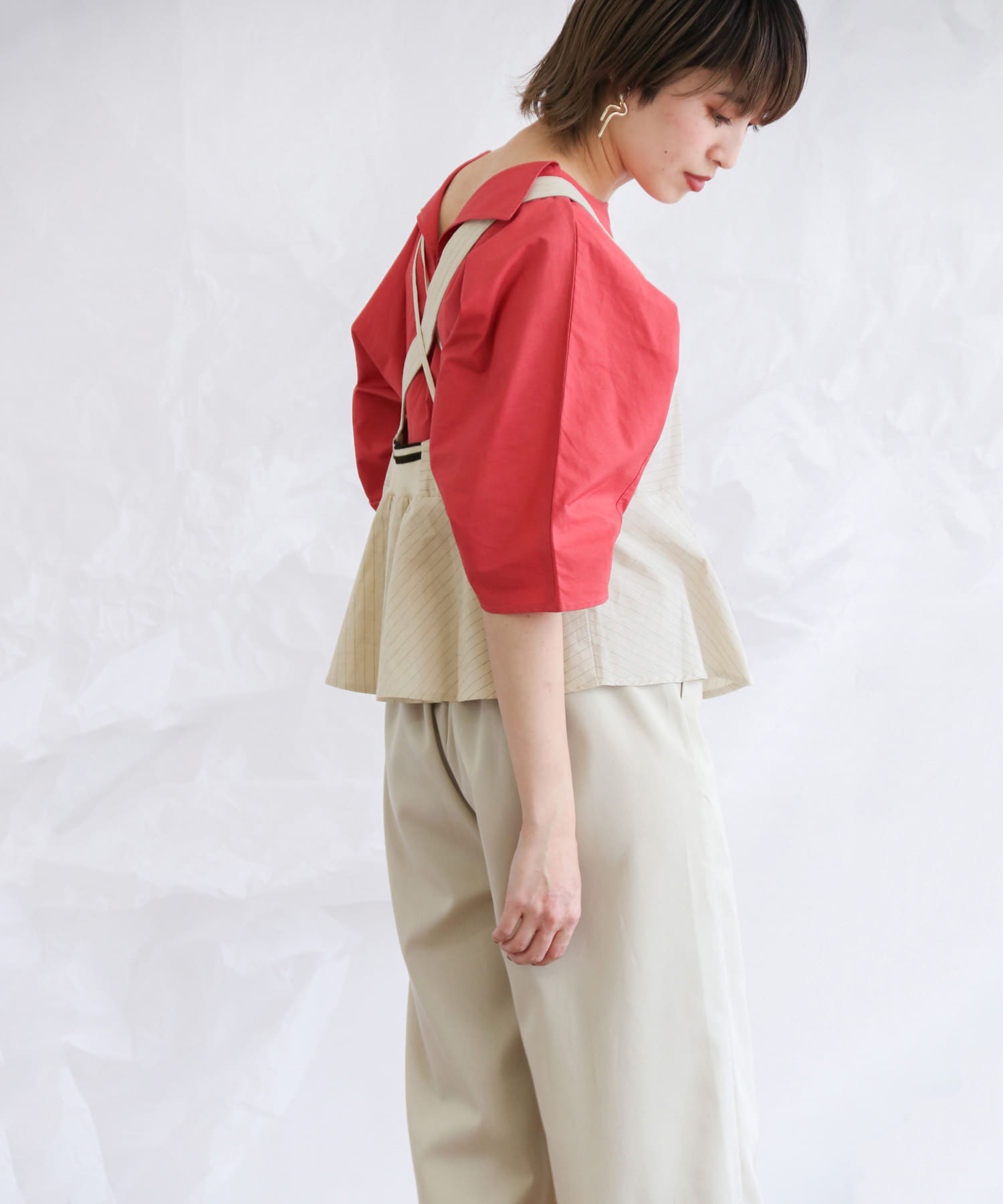 ストライプアシンメトリーキャミソール∴ BEIGE one