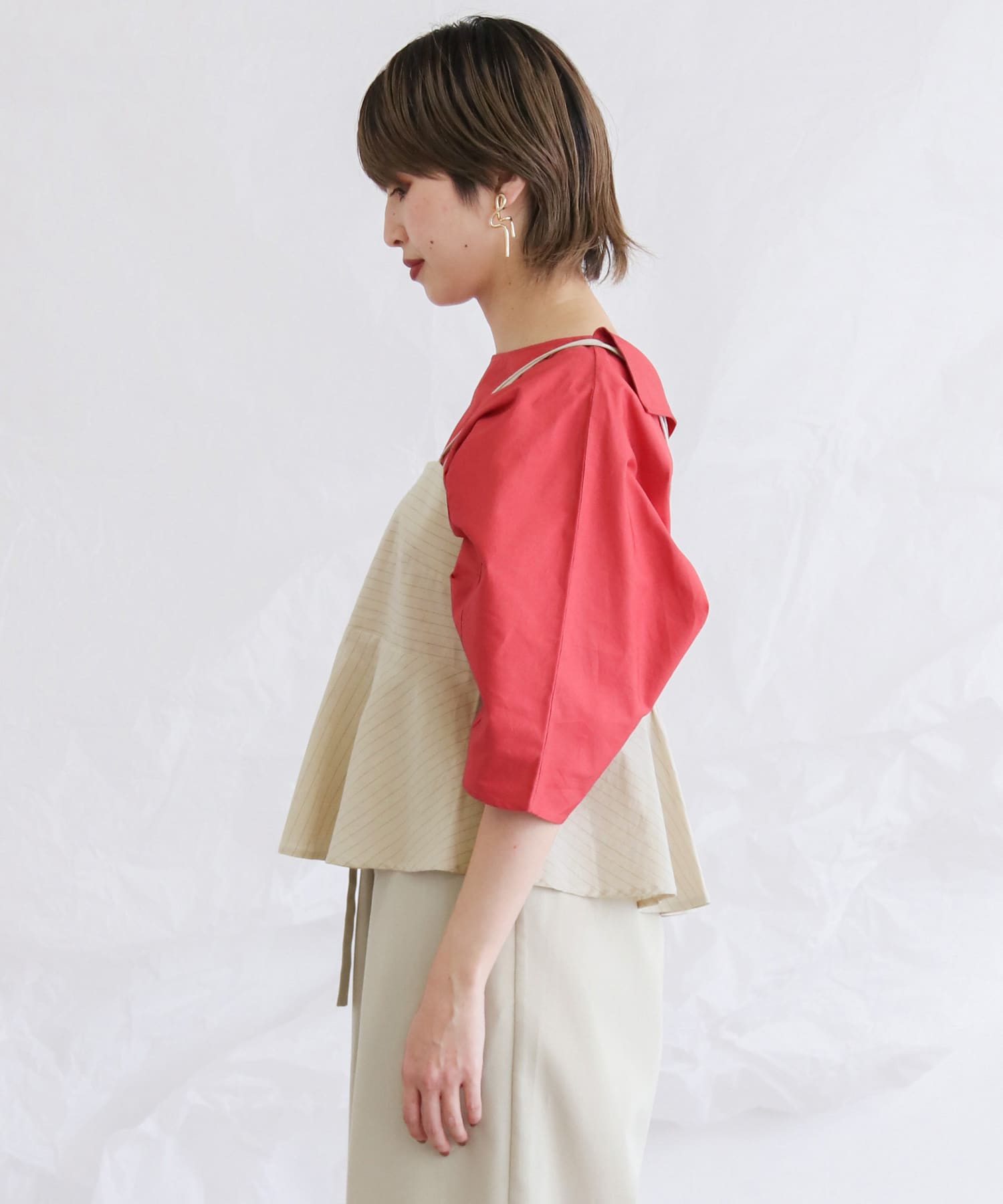 ストライプアシンメトリーキャミソール∴ BEIGE one