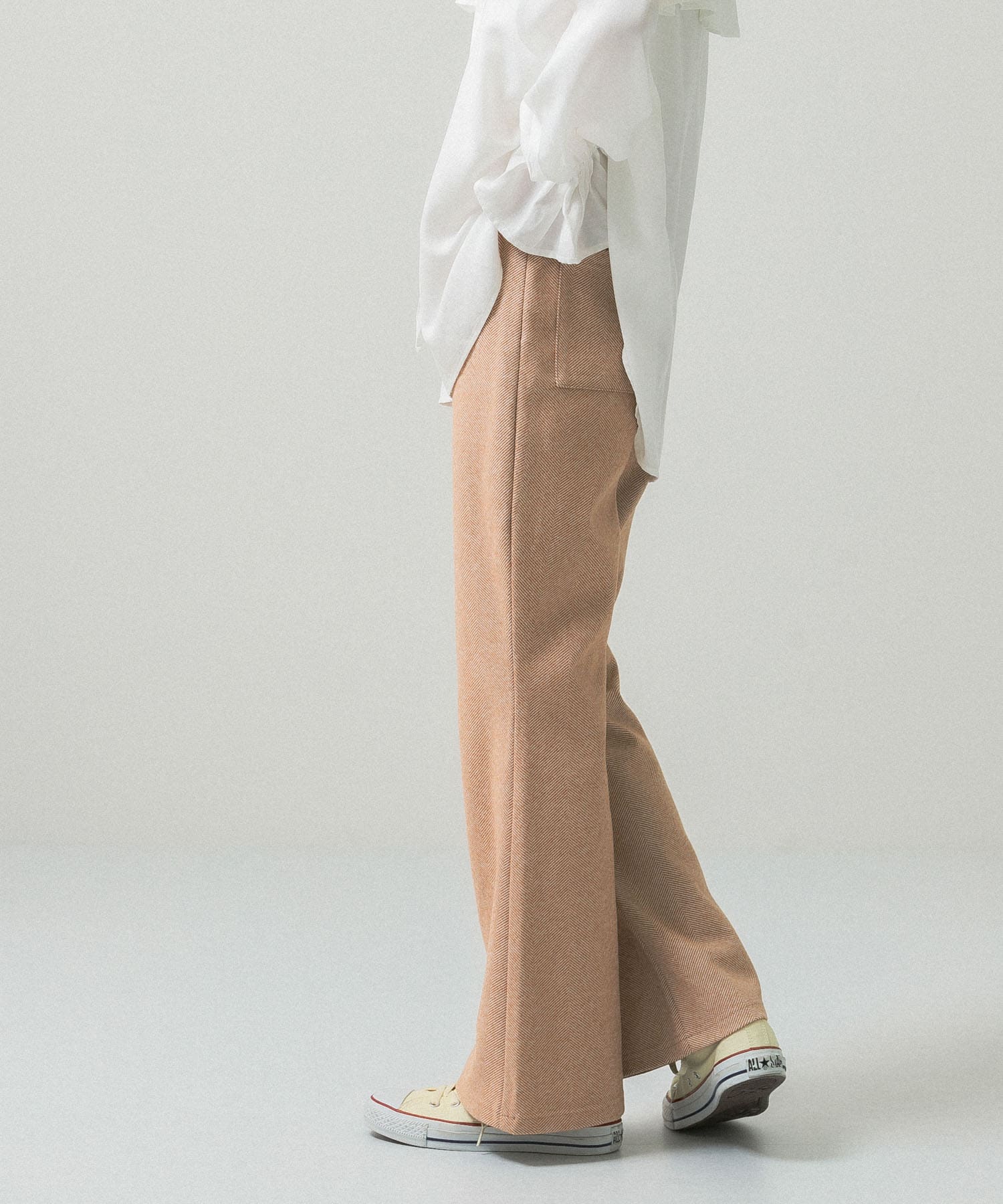 ストレッチヘリンボンフレアーパンツ MOCHA 36