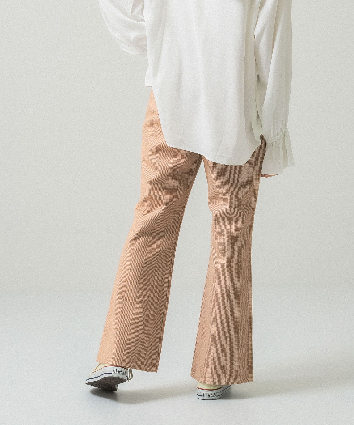 ストレッチヘリンボンフレアーパンツ MOCHA 36