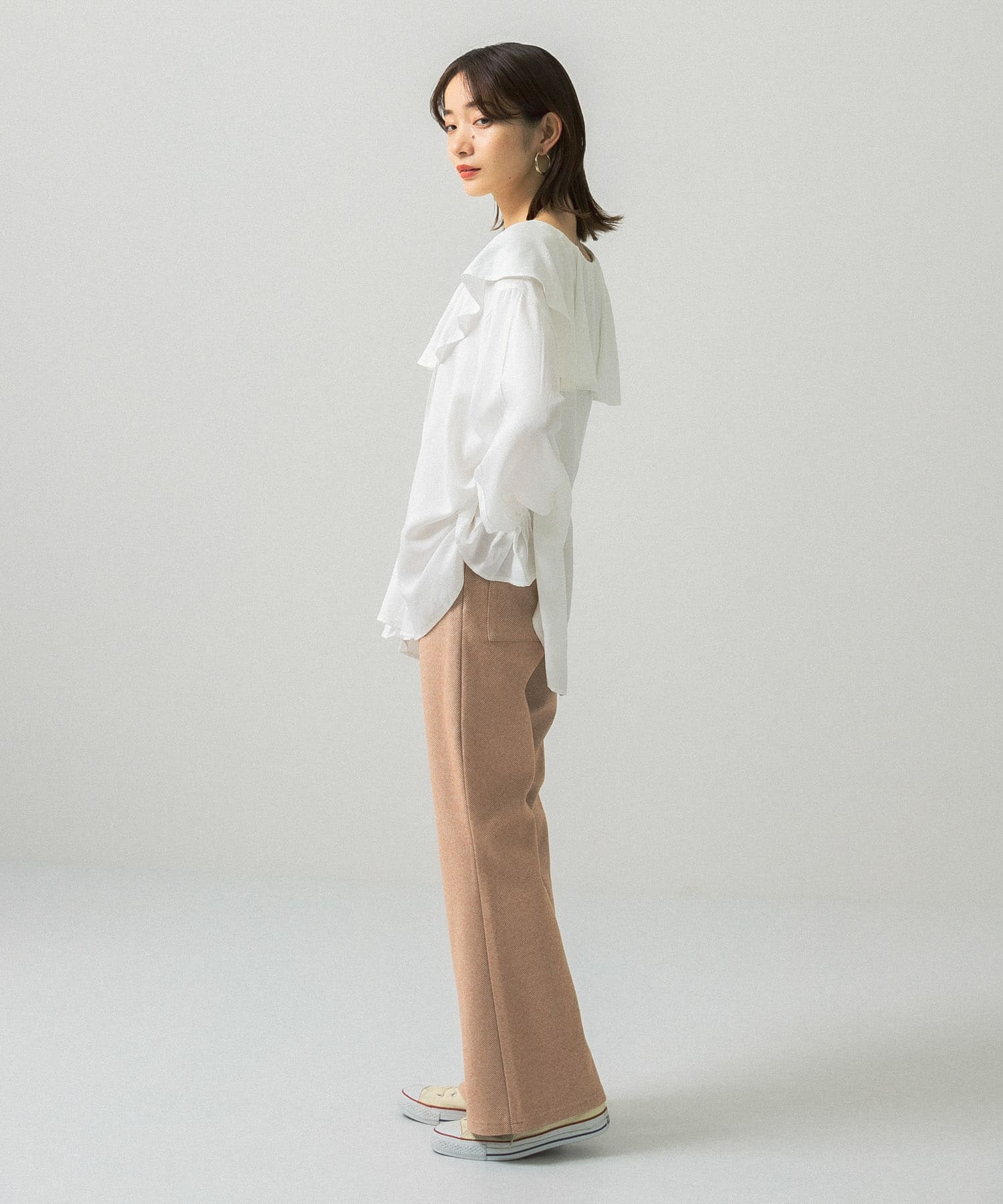 ストレッチヘリンボンフレアーパンツ MOCHA 36