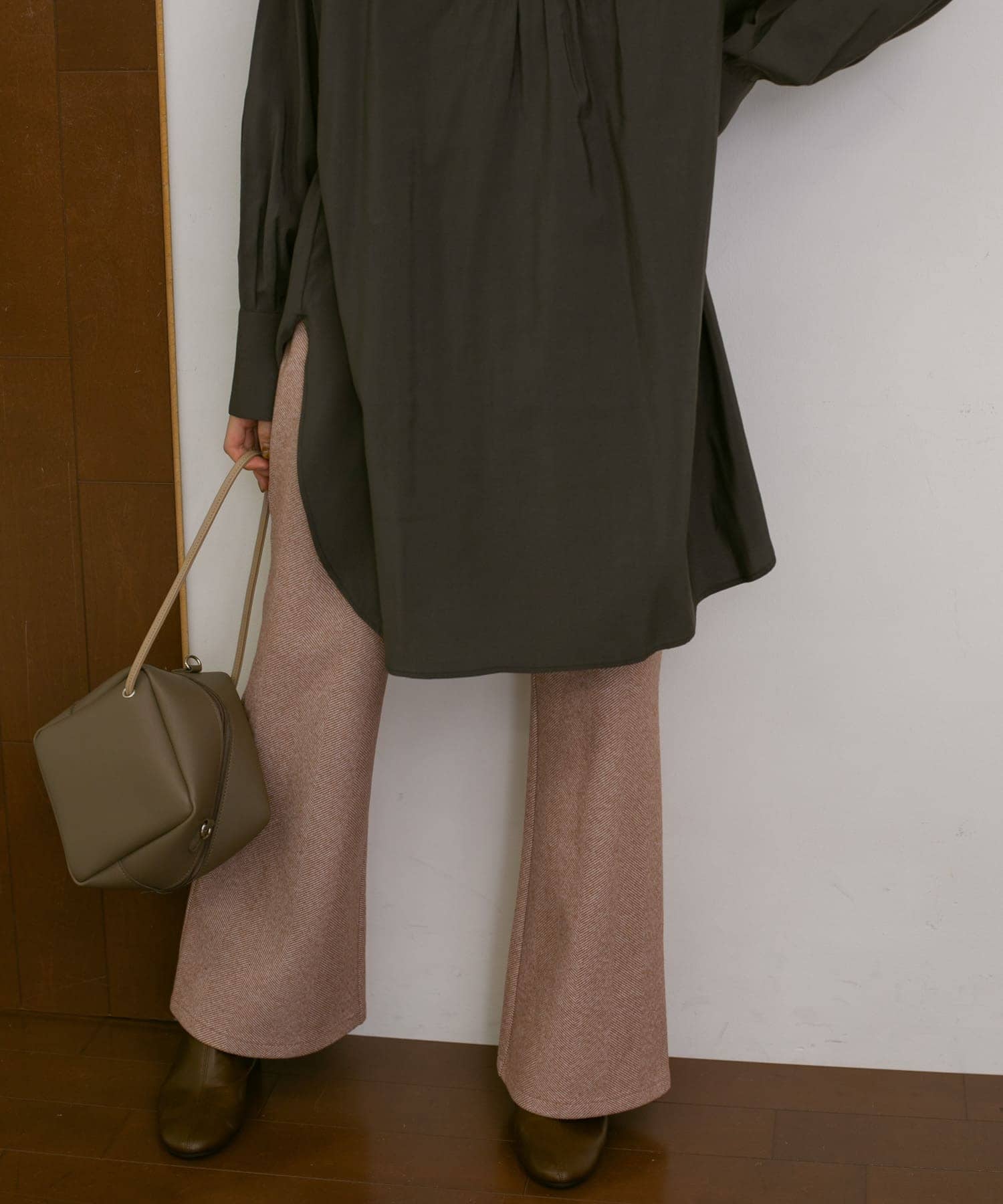 ストレッチヘリンボンフレアーパンツ MOCHA 36