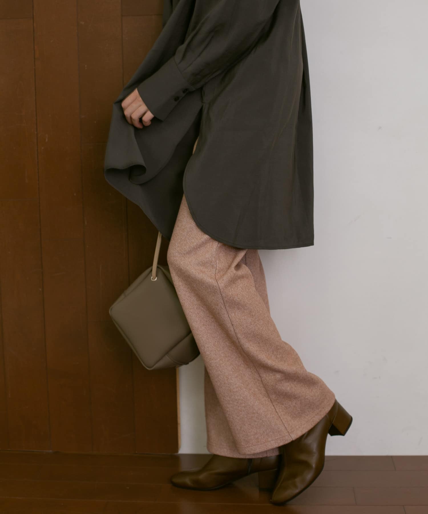 ストレッチヘリンボンフレアーパンツ MOCHA 36