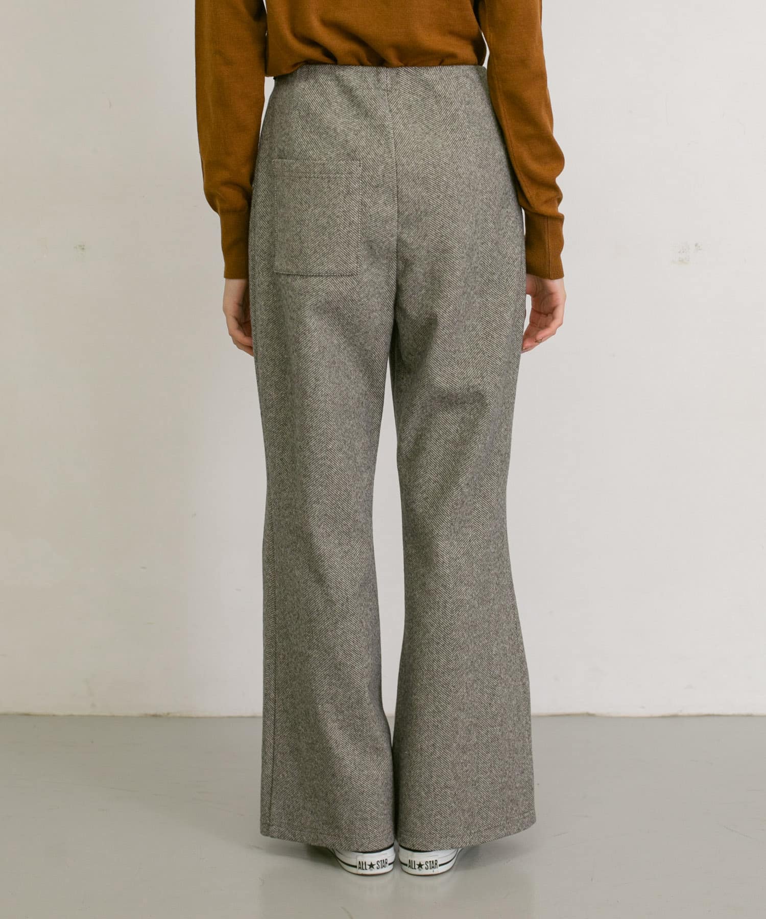 ストレッチヘリンボンフレアーパンツ GRAY 36