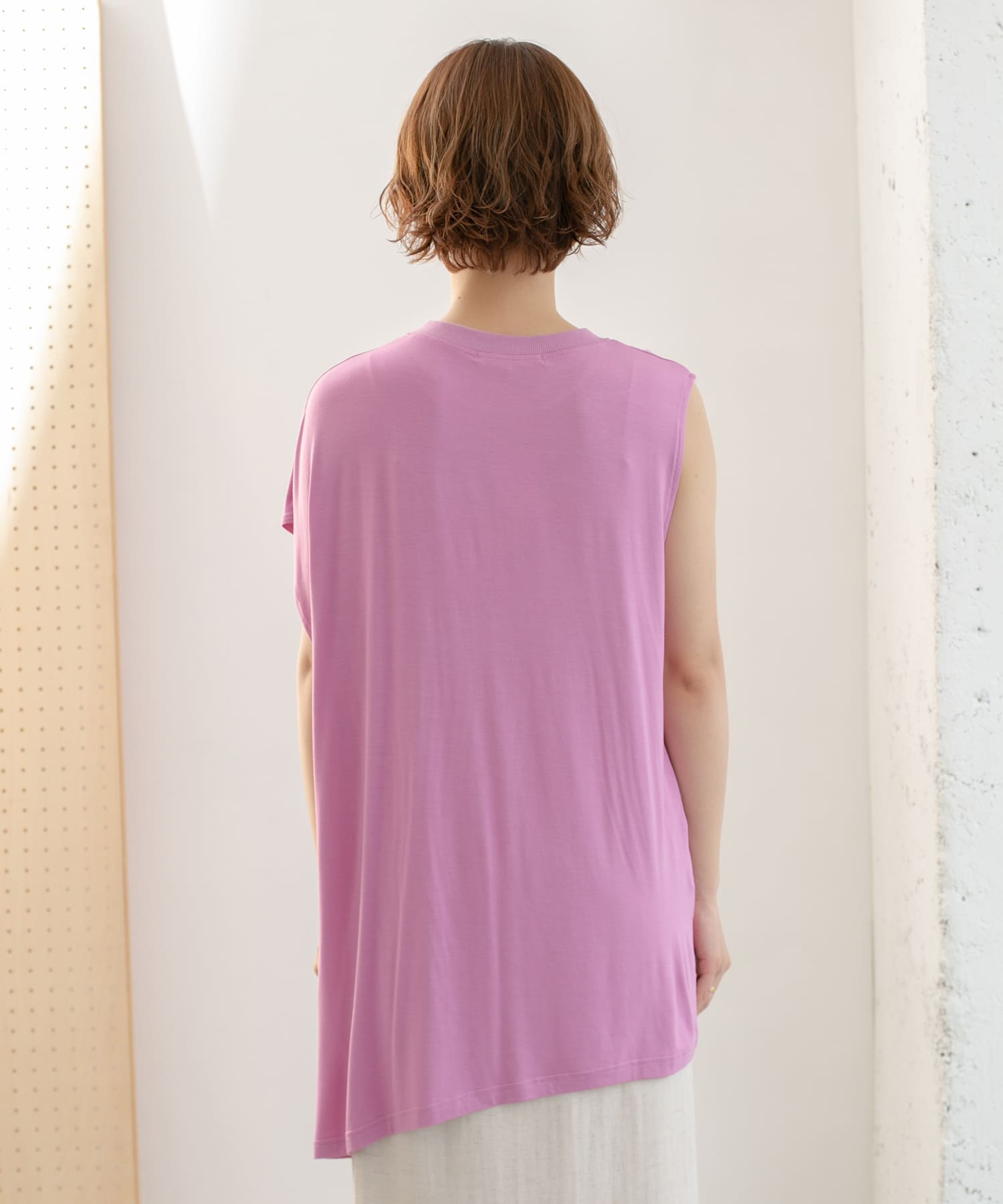 アシンメトリーレーヨンカットソー PINK one
