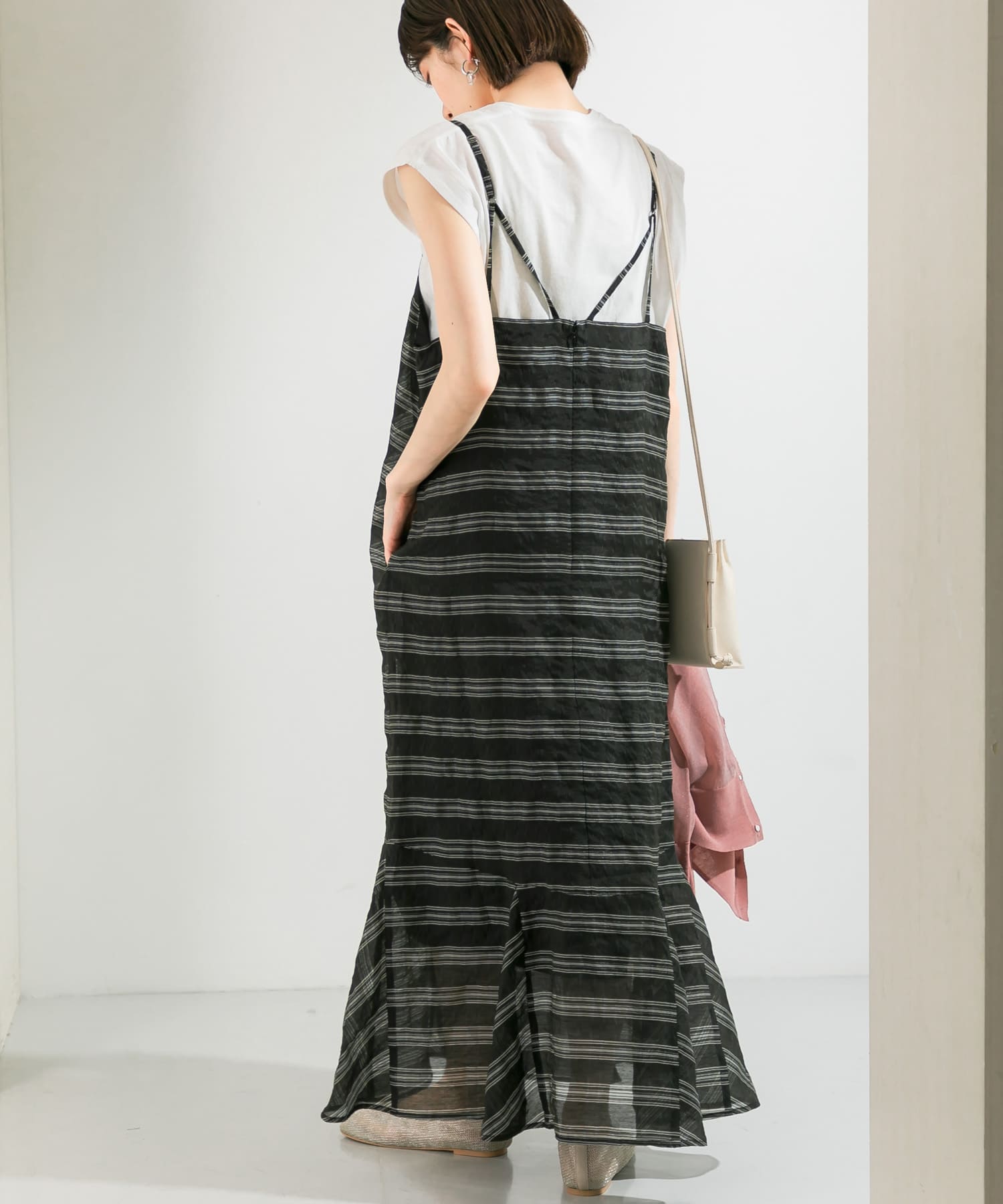 チェックロングキャミワンピース BLACK one