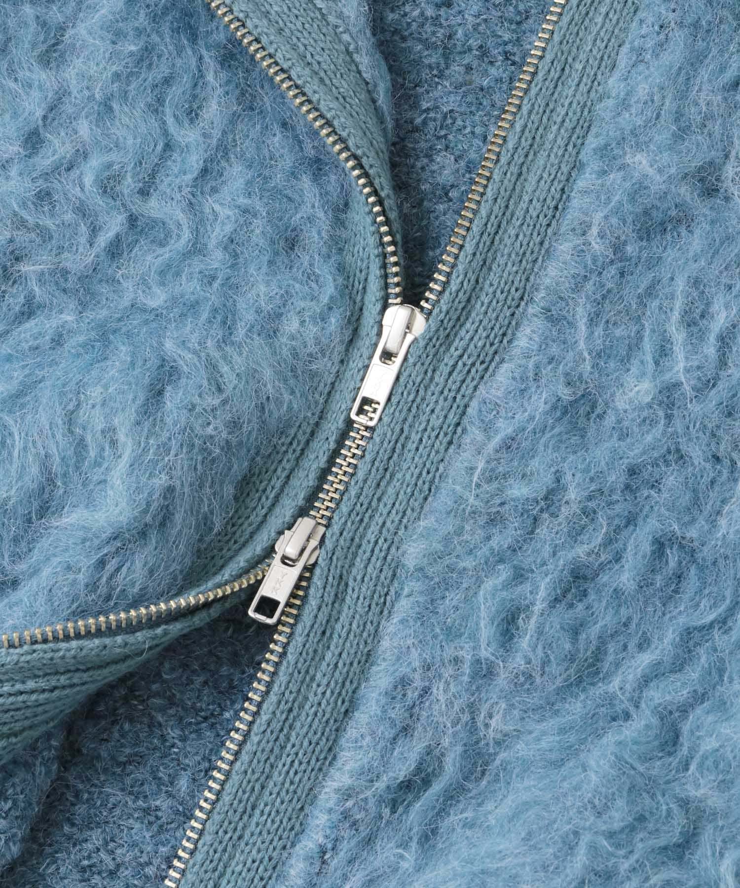 『WEB/一部店舗限定』シャギーZIPカーディガン BLUE one