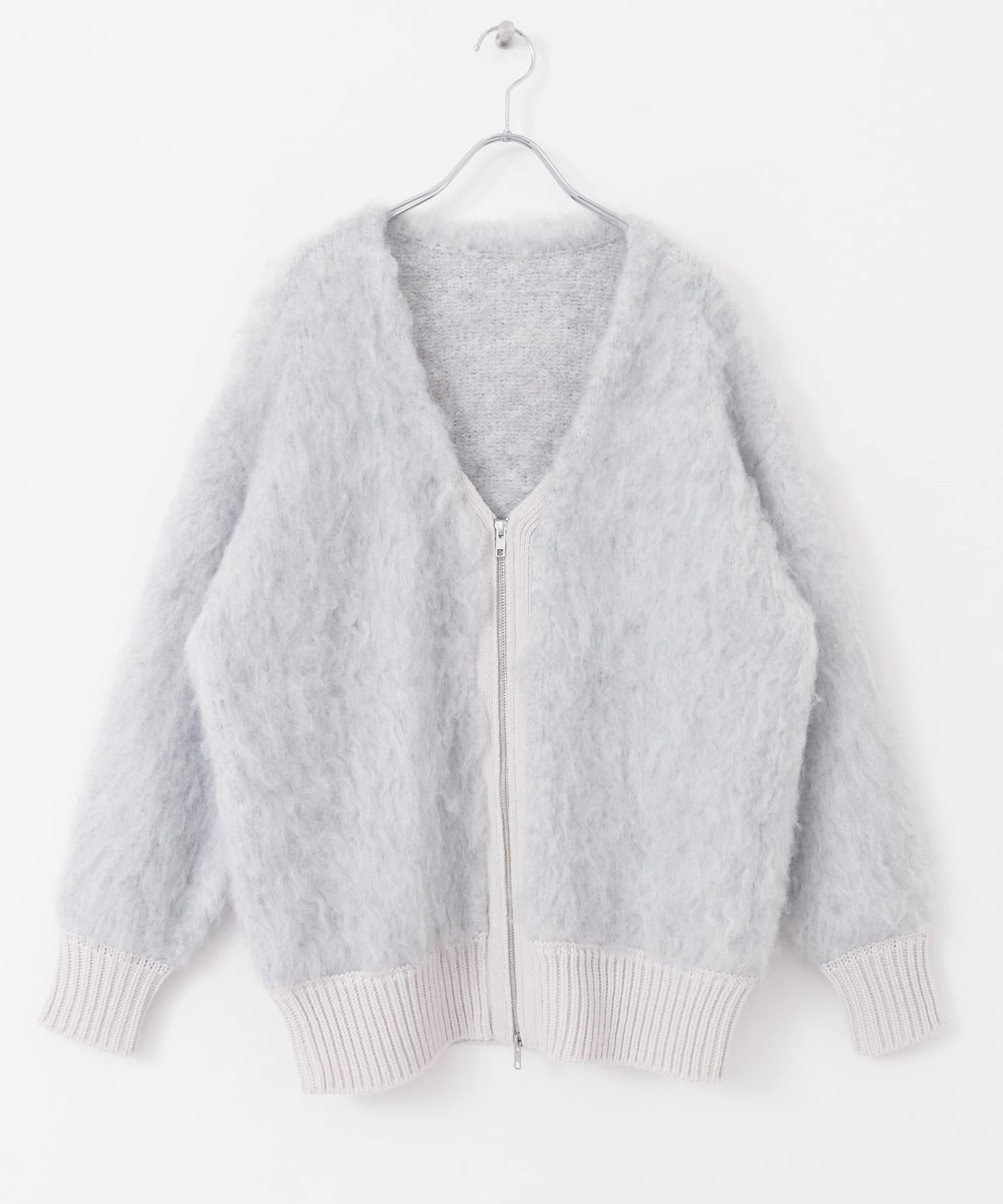 『WEB/一部店舗限定』シャギーZIPカーディガン L.GRAY one