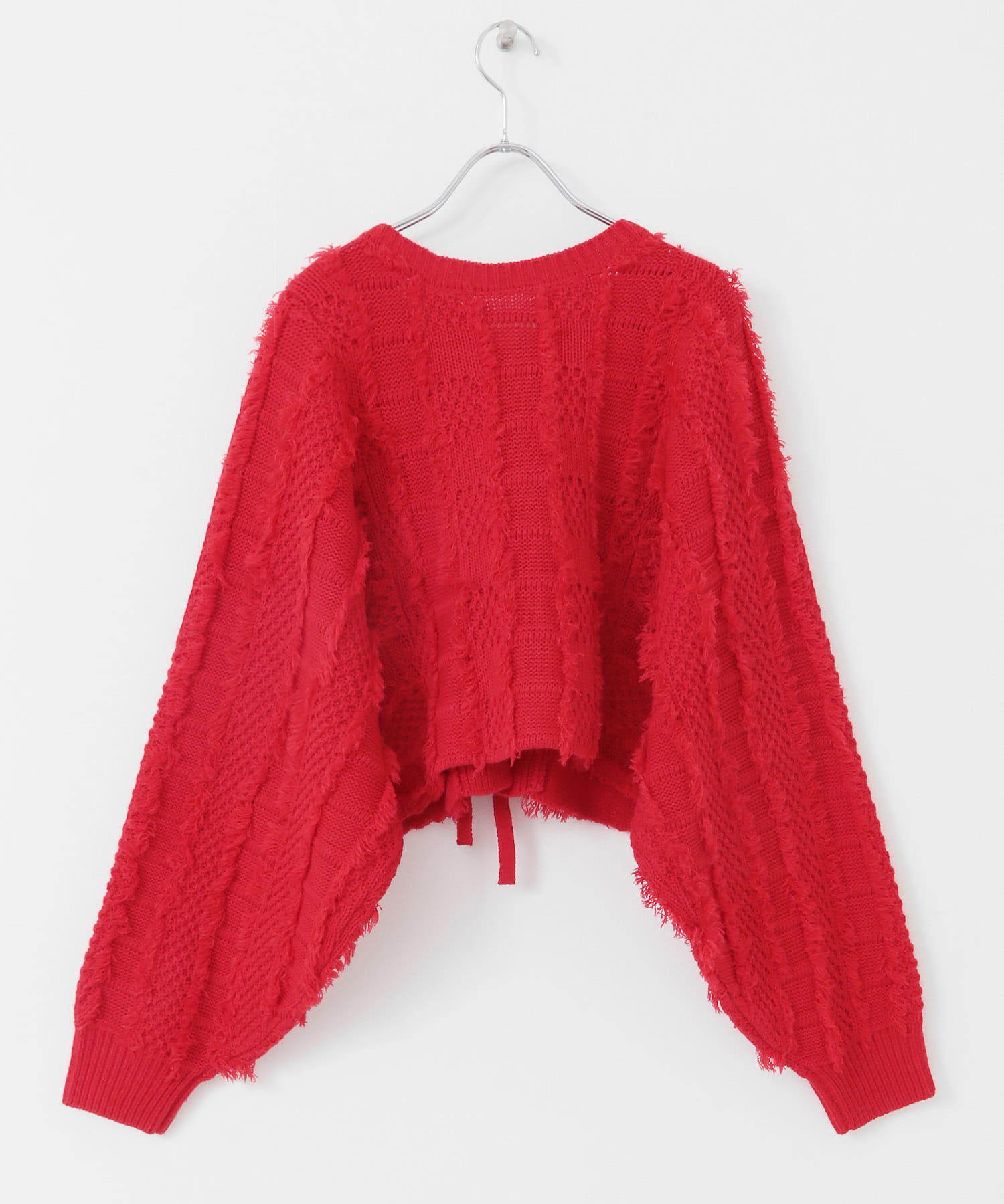 『WEB/一部店舗限定』フリンジリボンカーディガン RED one