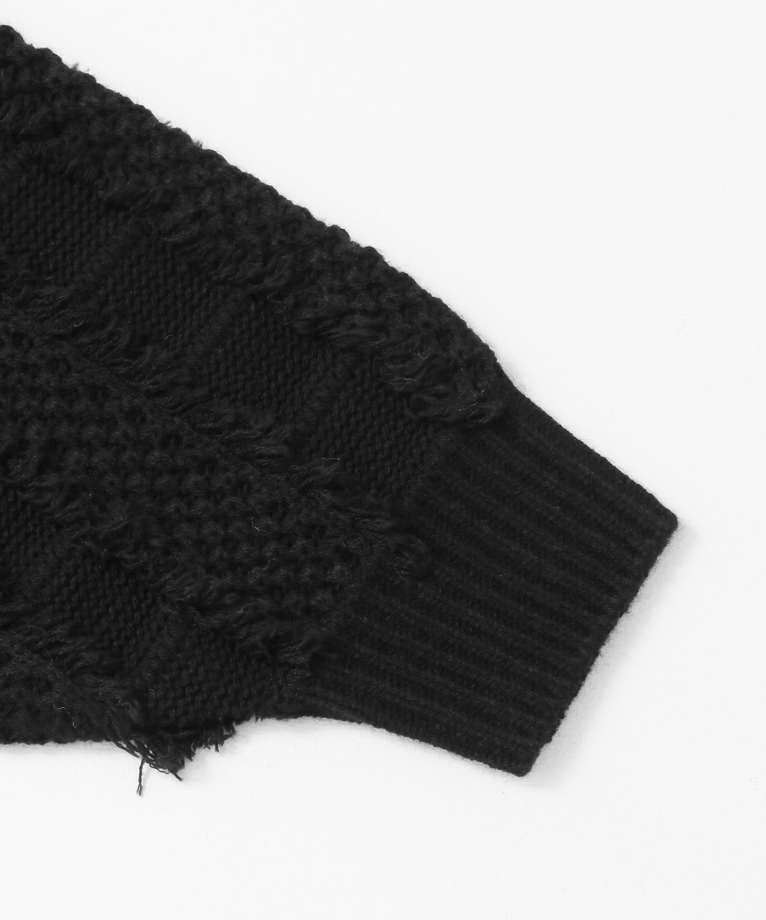 『WEB/一部店舗限定』フリンジリボンカーディガン BLACK one