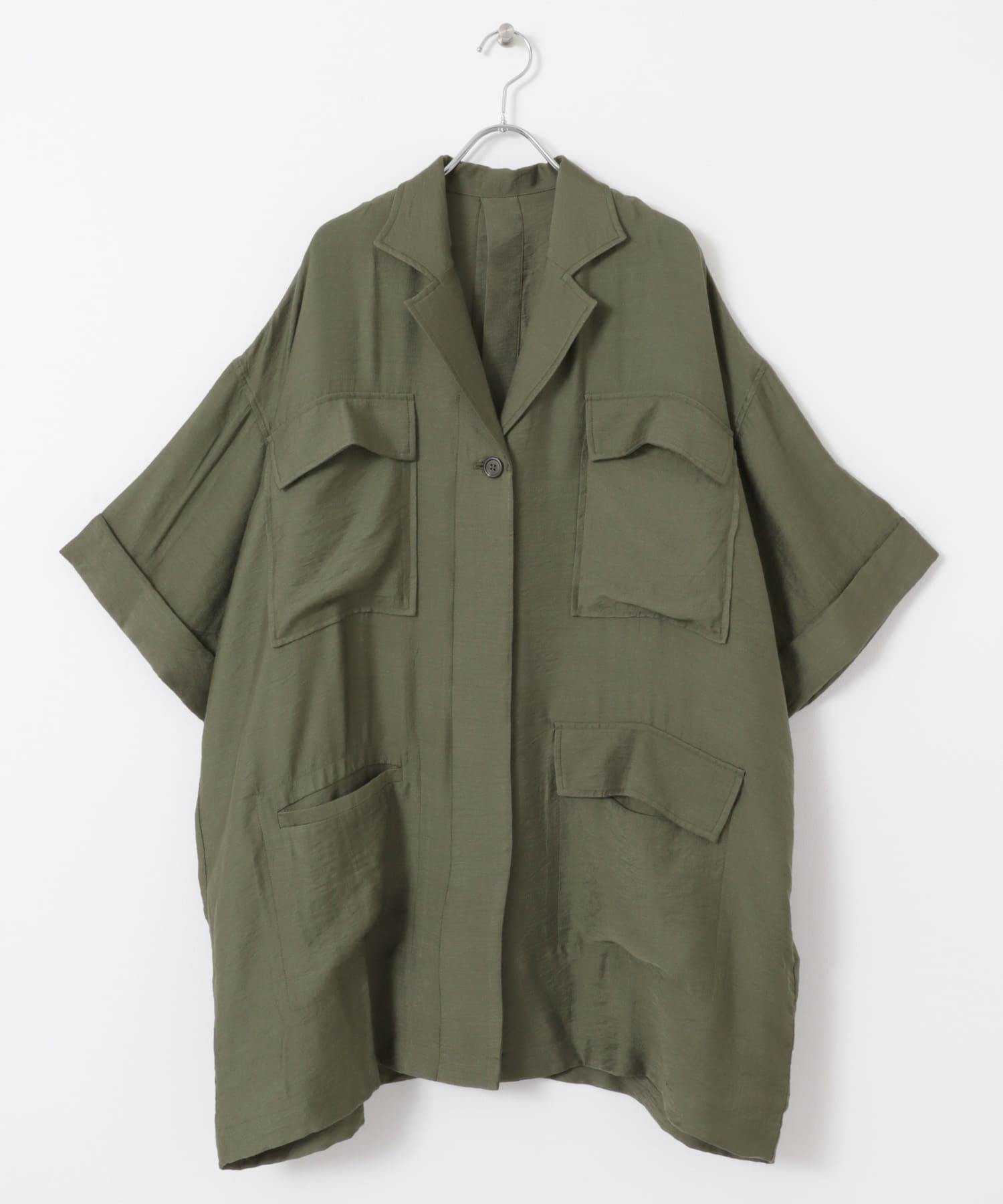 『WEB限定』バックオープンBIGシャツ KHAKI one