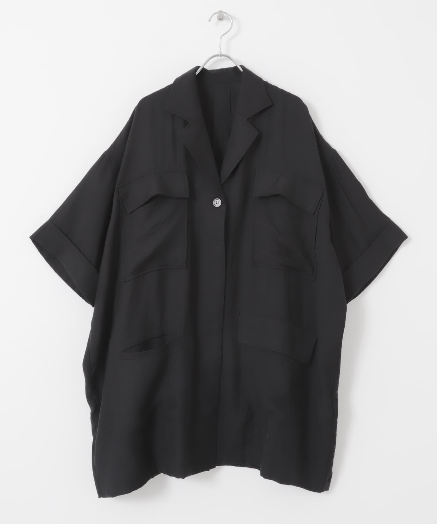 『WEB限定』バックオープンBIGシャツ BLACK one