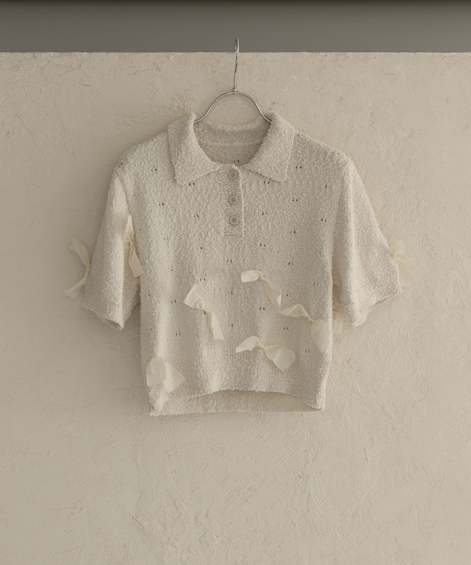 『WEB限定』シャツカラーリボンニット IVORY one