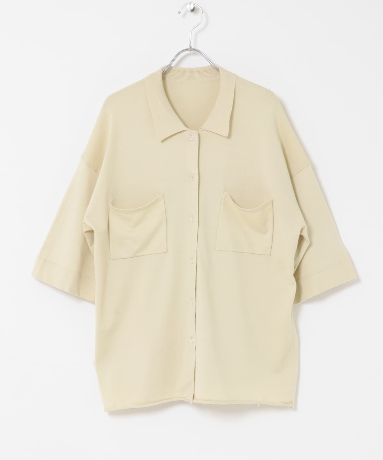 『WEB限定』ルーズシルエットニットシャツ L.BEIGE one
