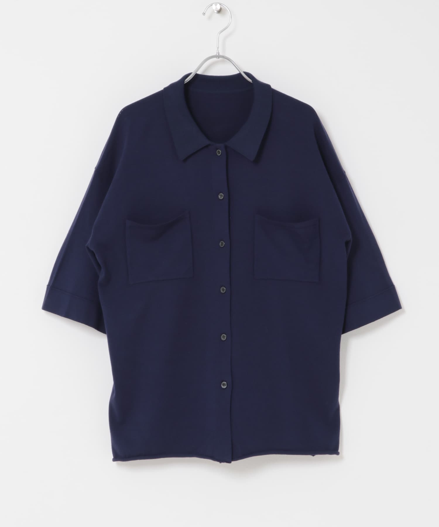『WEB限定』ルーズシルエットニットシャツ NAVY one