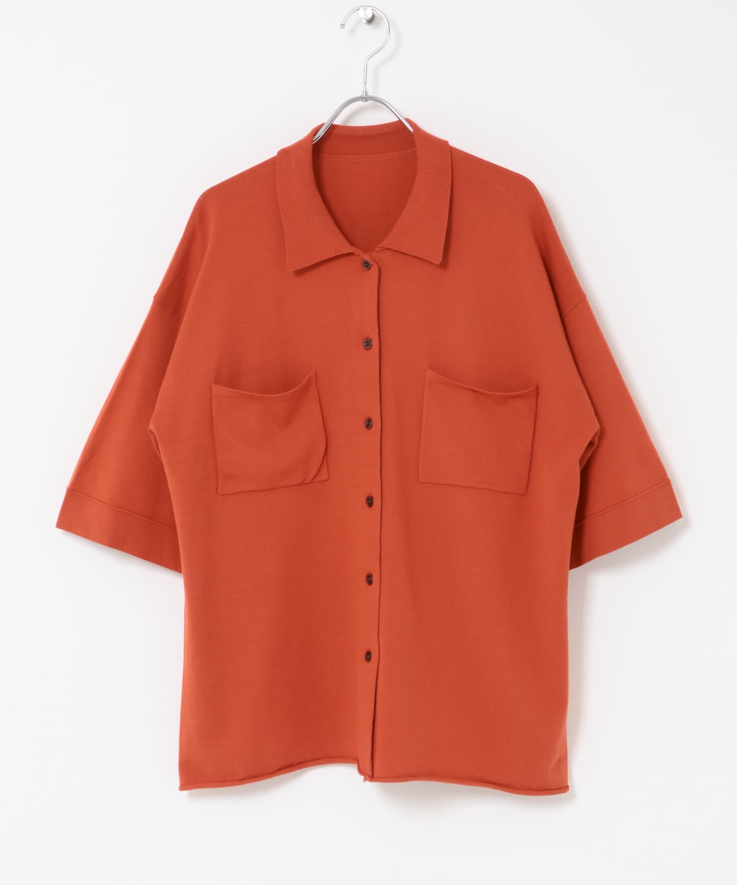 『WEB限定』ルーズシルエットニットシャツ ORANGE one