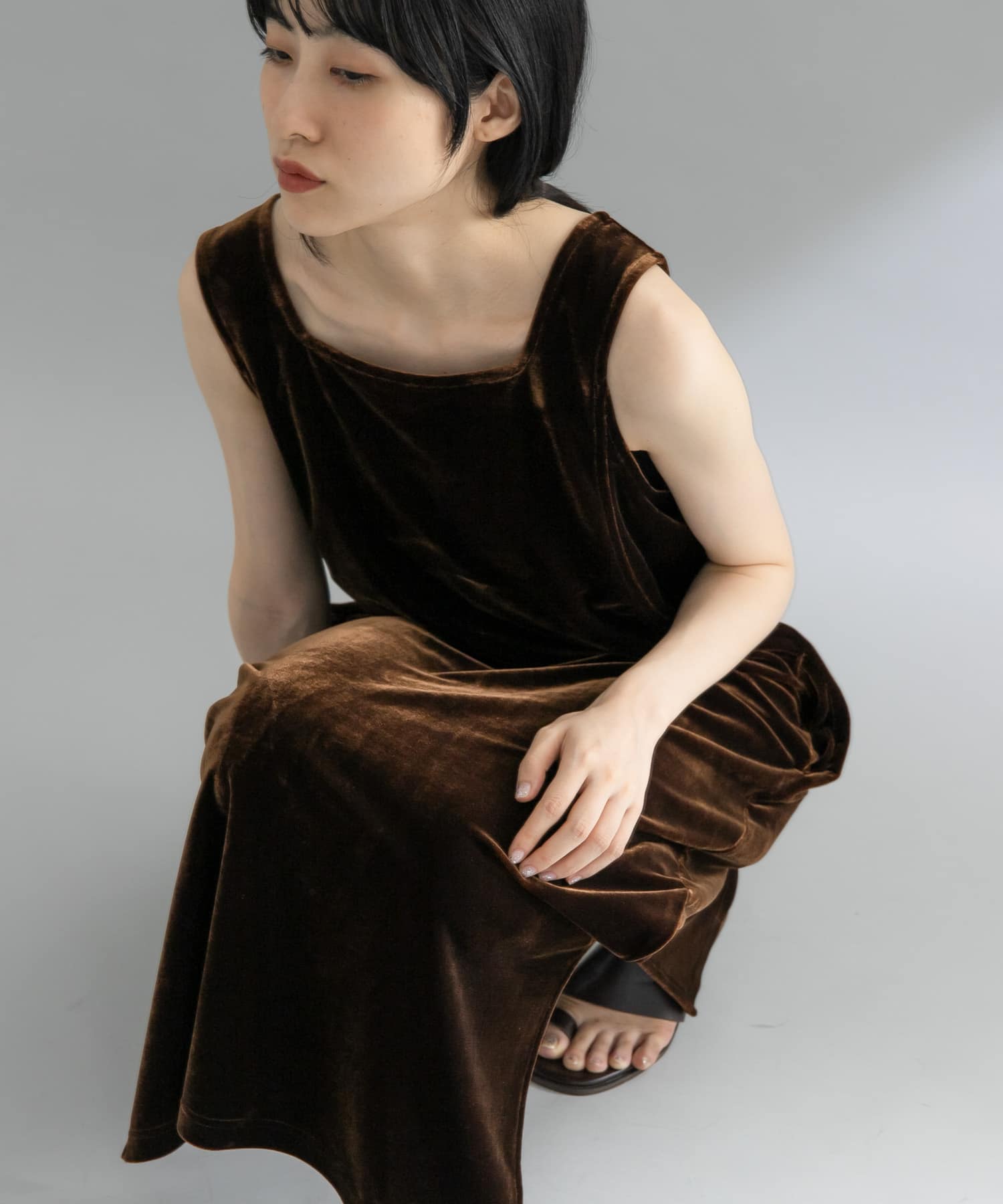 『WEB限定』ベロアスクエアワンピース