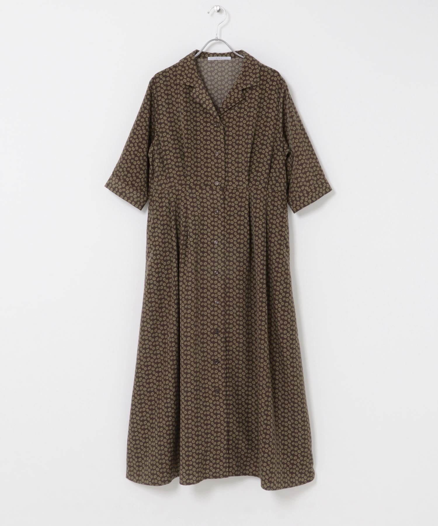 『WEB限定』オープンカラーワンピース BROWN one