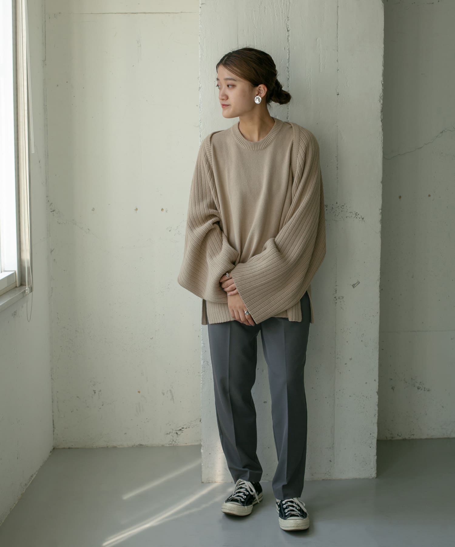 illi　ワンタックスリムテーパードパンツ CHARCOAL 36