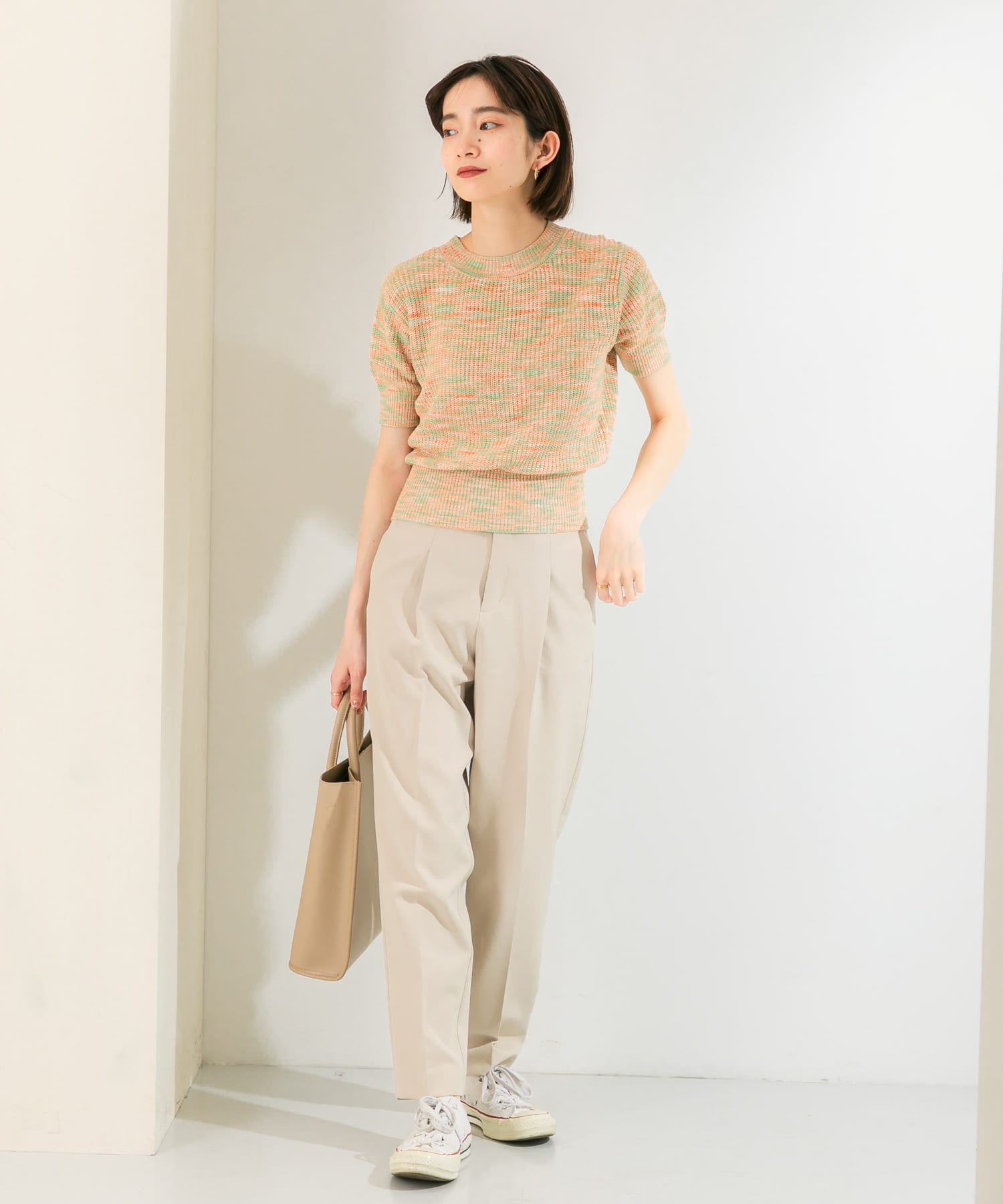illi　ワンタックスリムテーパードパンツ BEIGE 36