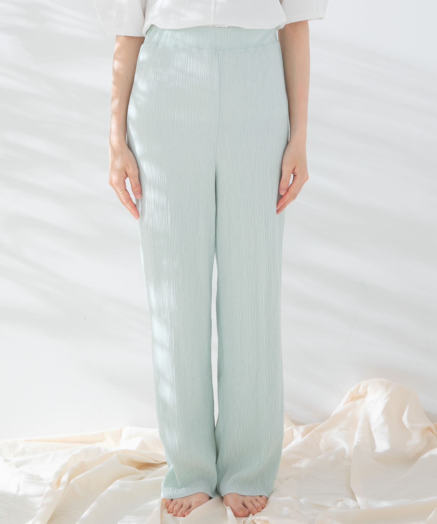 コットンタッチプリーツパンツ MINT one