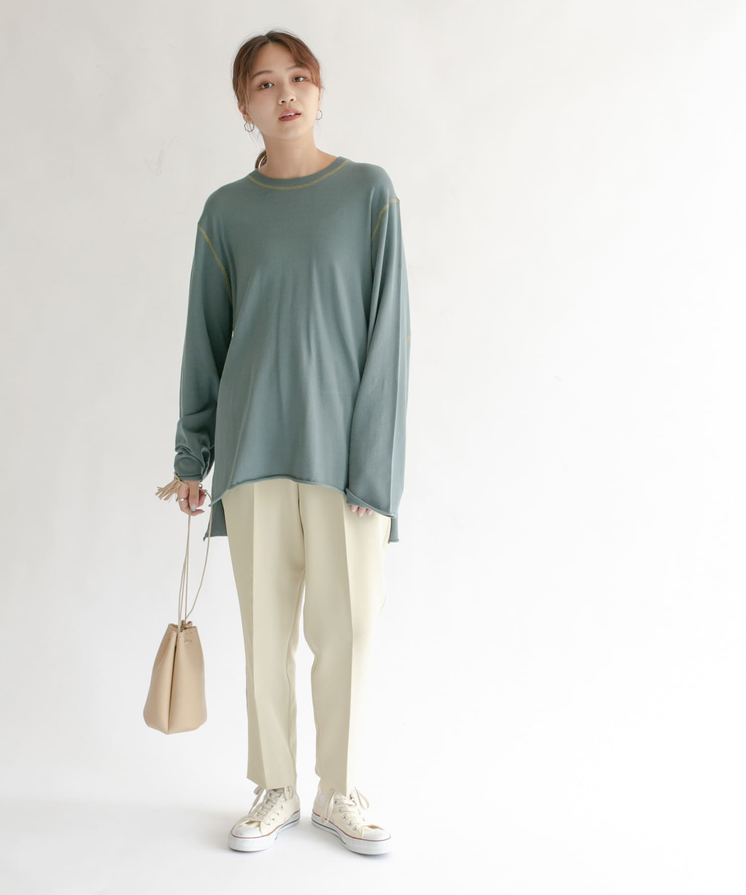 illi　ワンタックスリムテーパードパンツ BEIGE 36