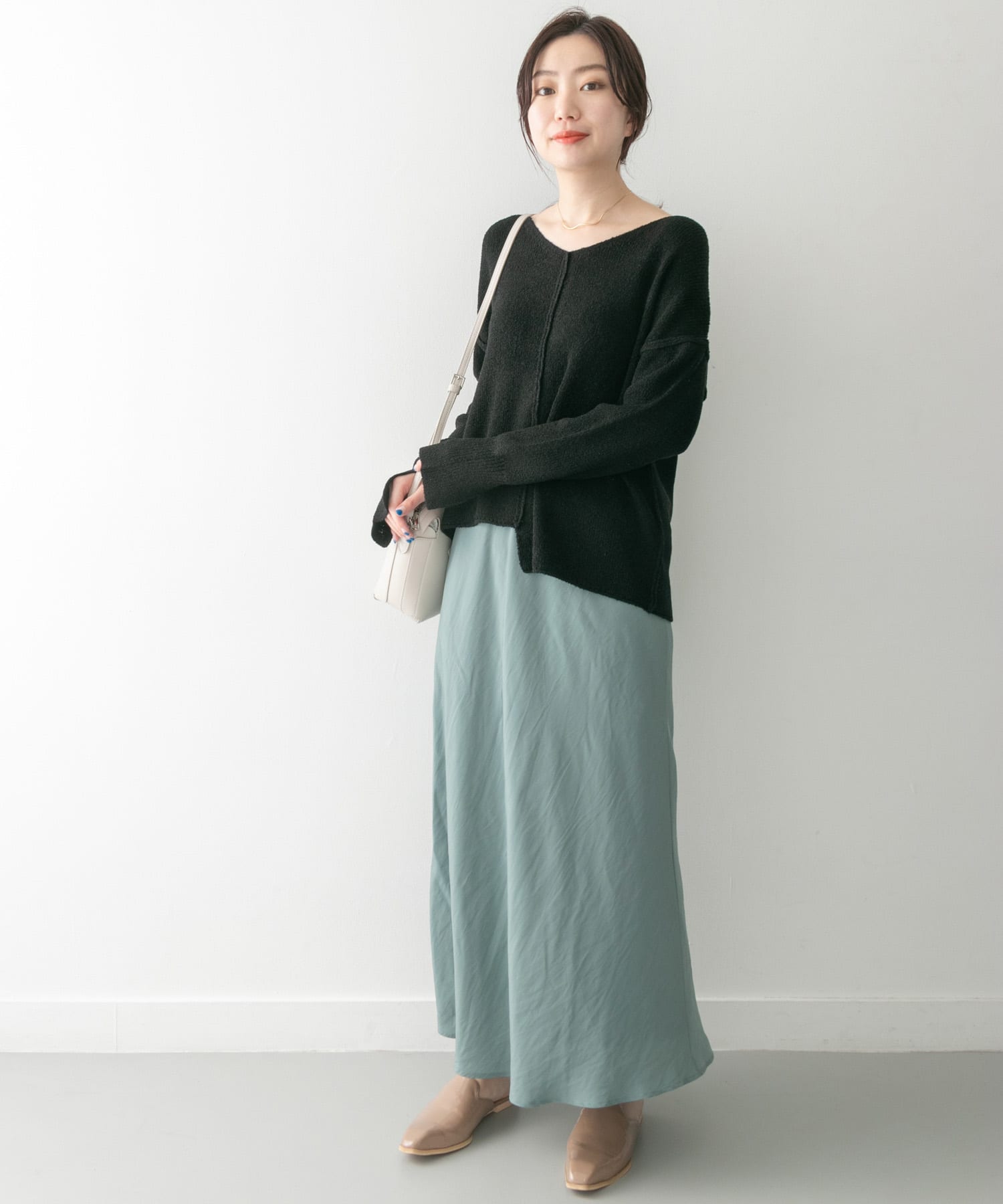 KBF+　バイアスロングスカート∴ BLUE GREEN one