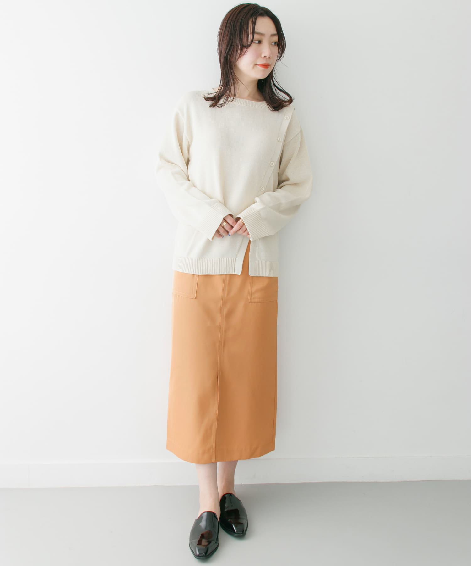 KBF+　ツイルタイトスカート ORANGE one