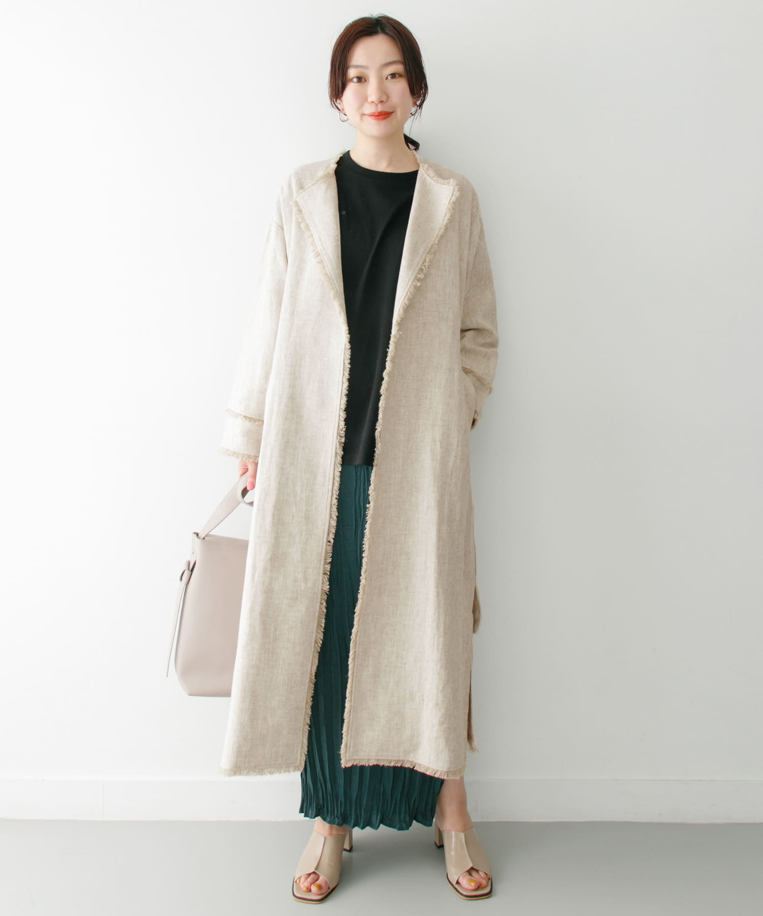 KBF+　ラスティックフリンジコート∴ NATURAL one
