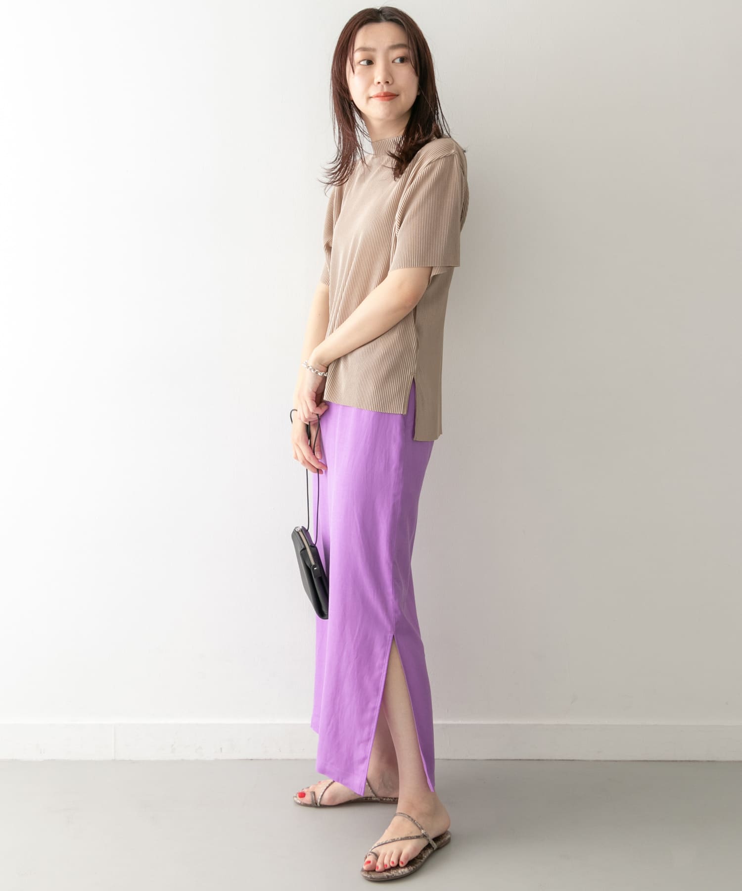 KBF+　カラーストレートロングスカート∴ PURPLE one