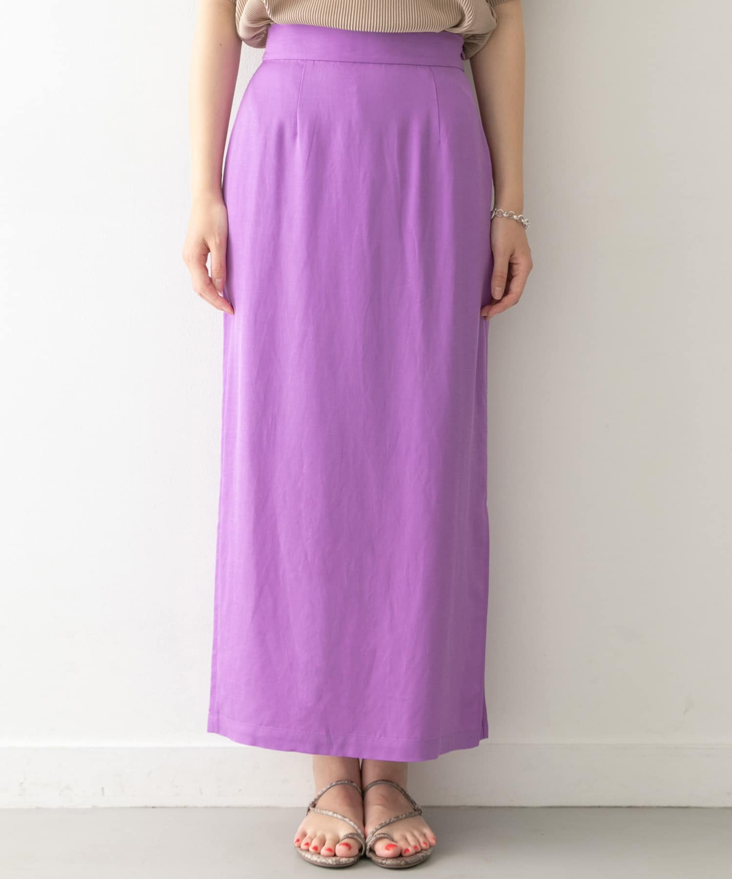 KBF+　カラーストレートロングスカート∴ PURPLE one