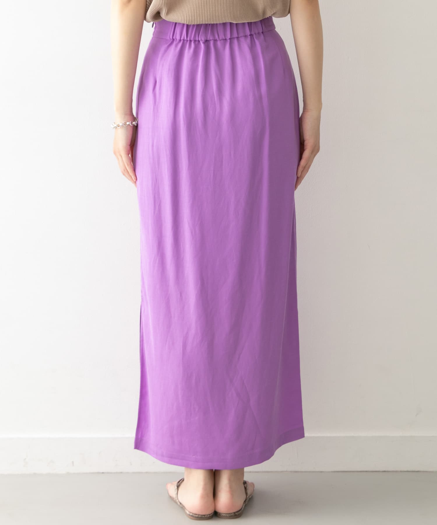 KBF+　カラーストレートロングスカート∴ PURPLE one