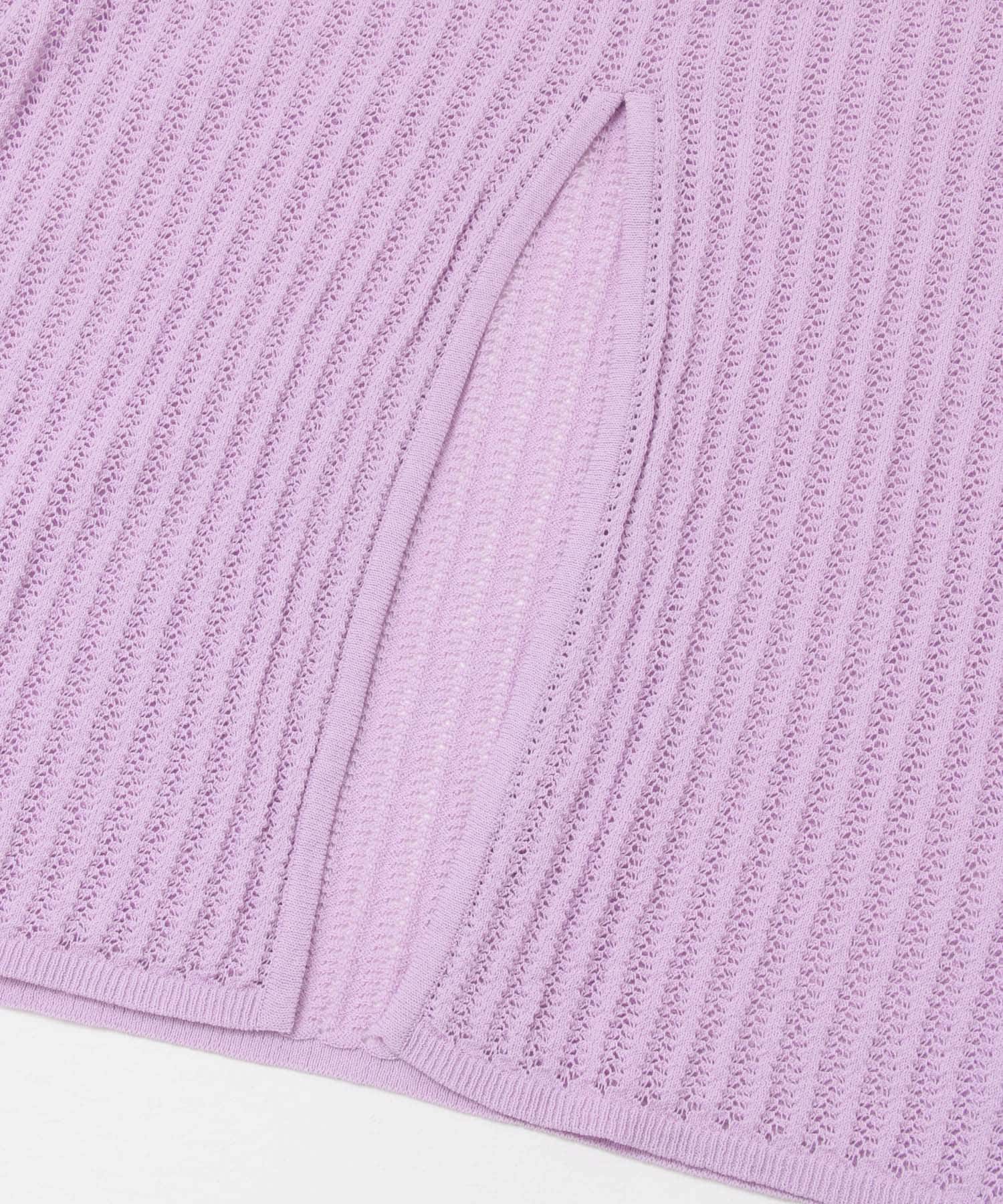 KBF+　メッシュニットバックオープンワンピース LAVENDER one