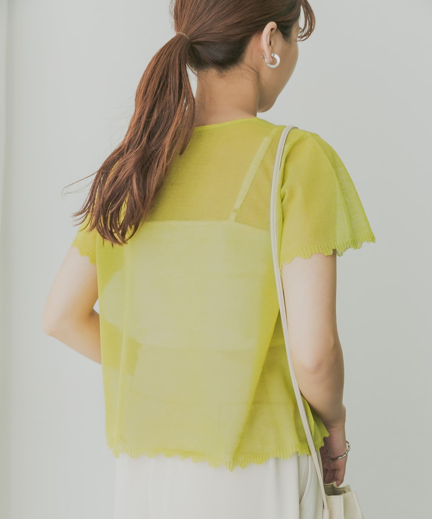 KBF+　シアーダメージニット LIMEGREEN one