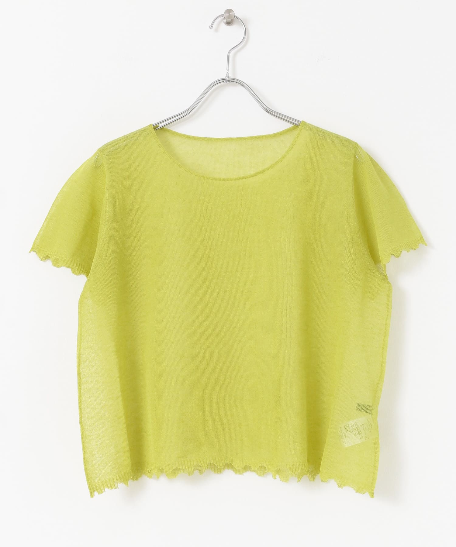 KBF+　シアーダメージニット LIMEGREEN one