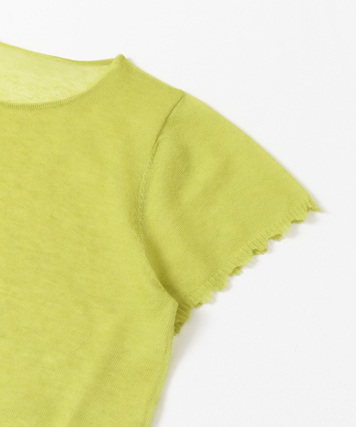 KBF+　シアーダメージニット LIMEGREEN one