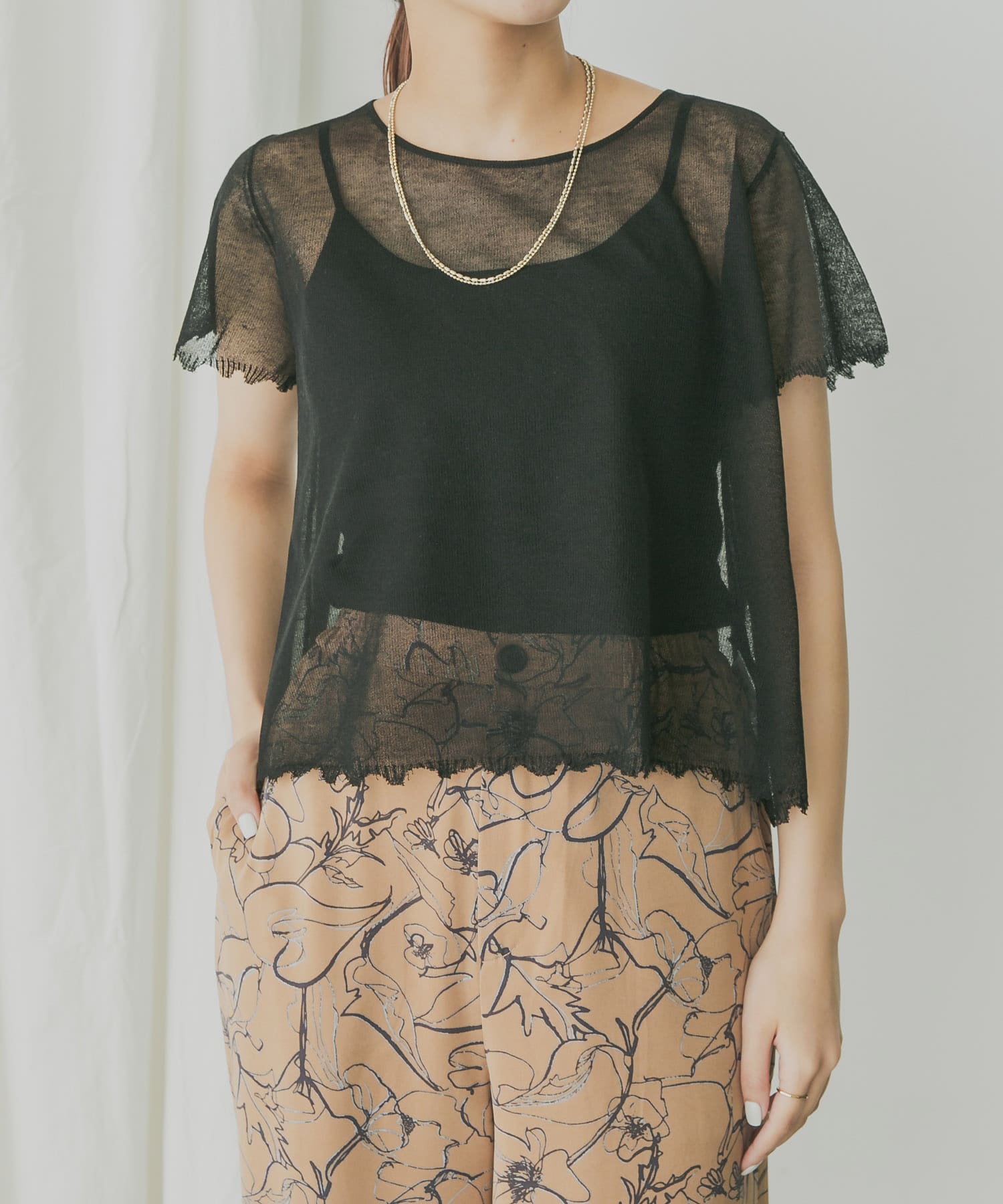 KBF+　シアーダメージニット BLACK one