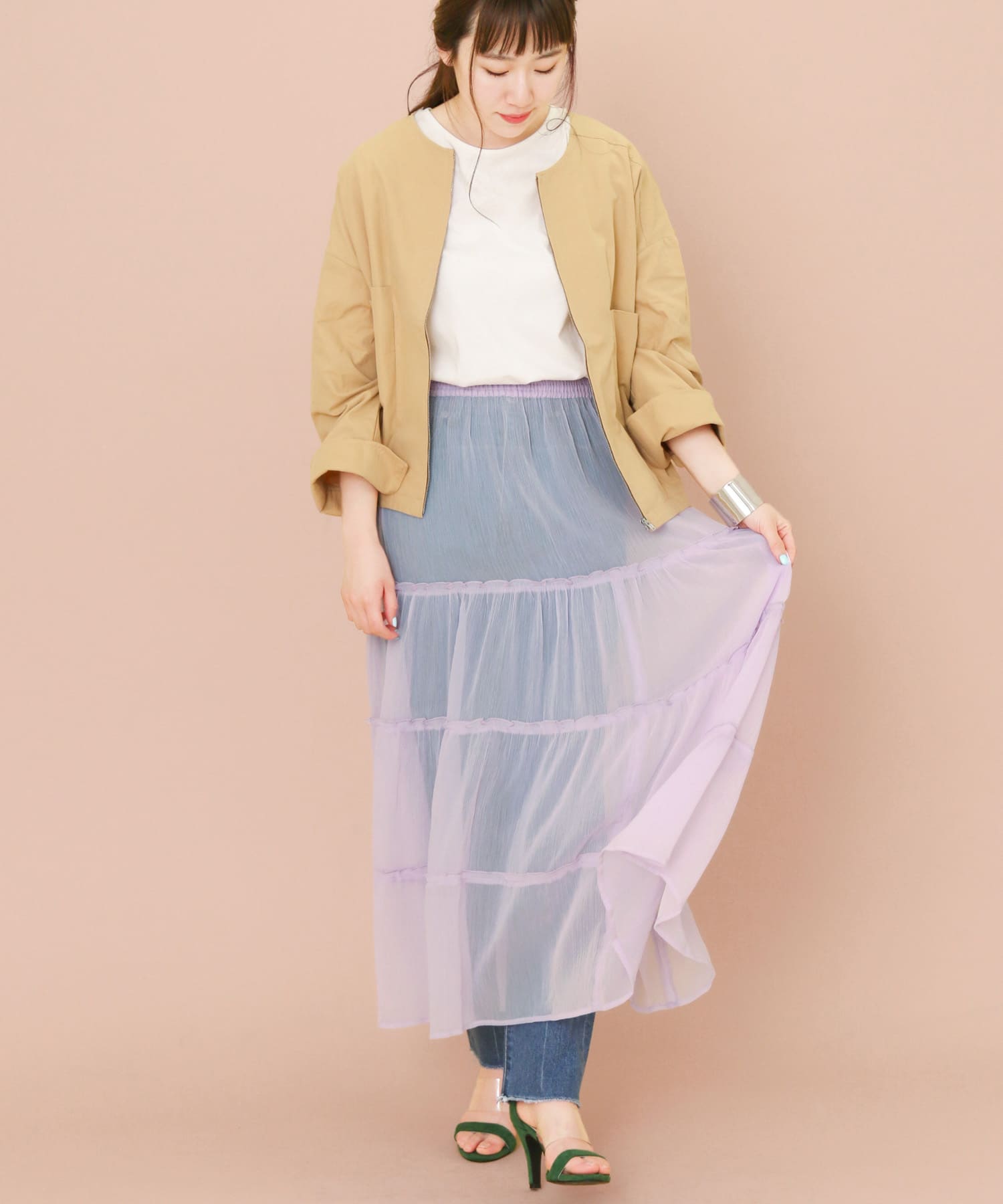 KBF+　シアーティアードスカート∴ LAVENDER one