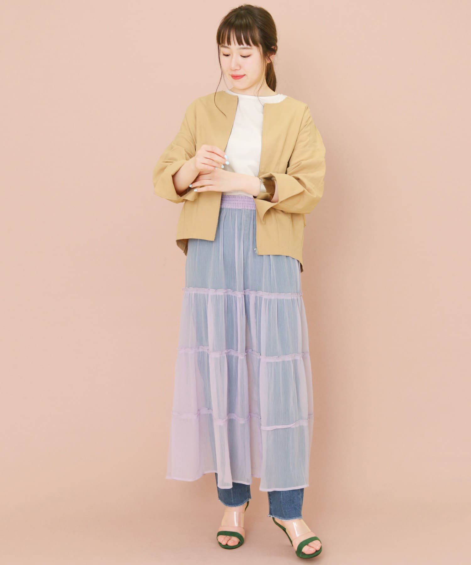 KBF+　シアーティアードスカート∴ LAVENDER one