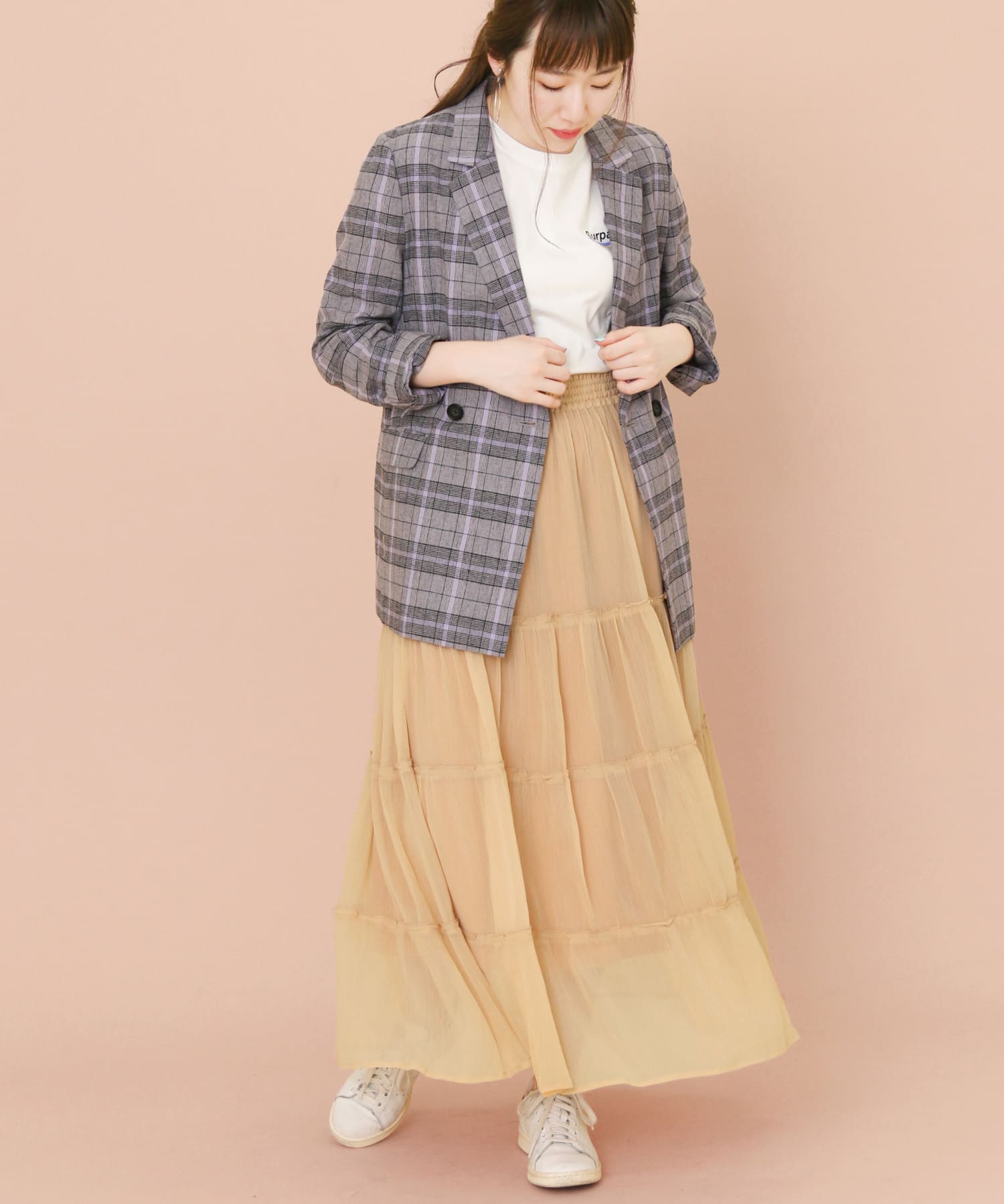 KBF+　シアーティアードスカート∴ L.CAMEL one