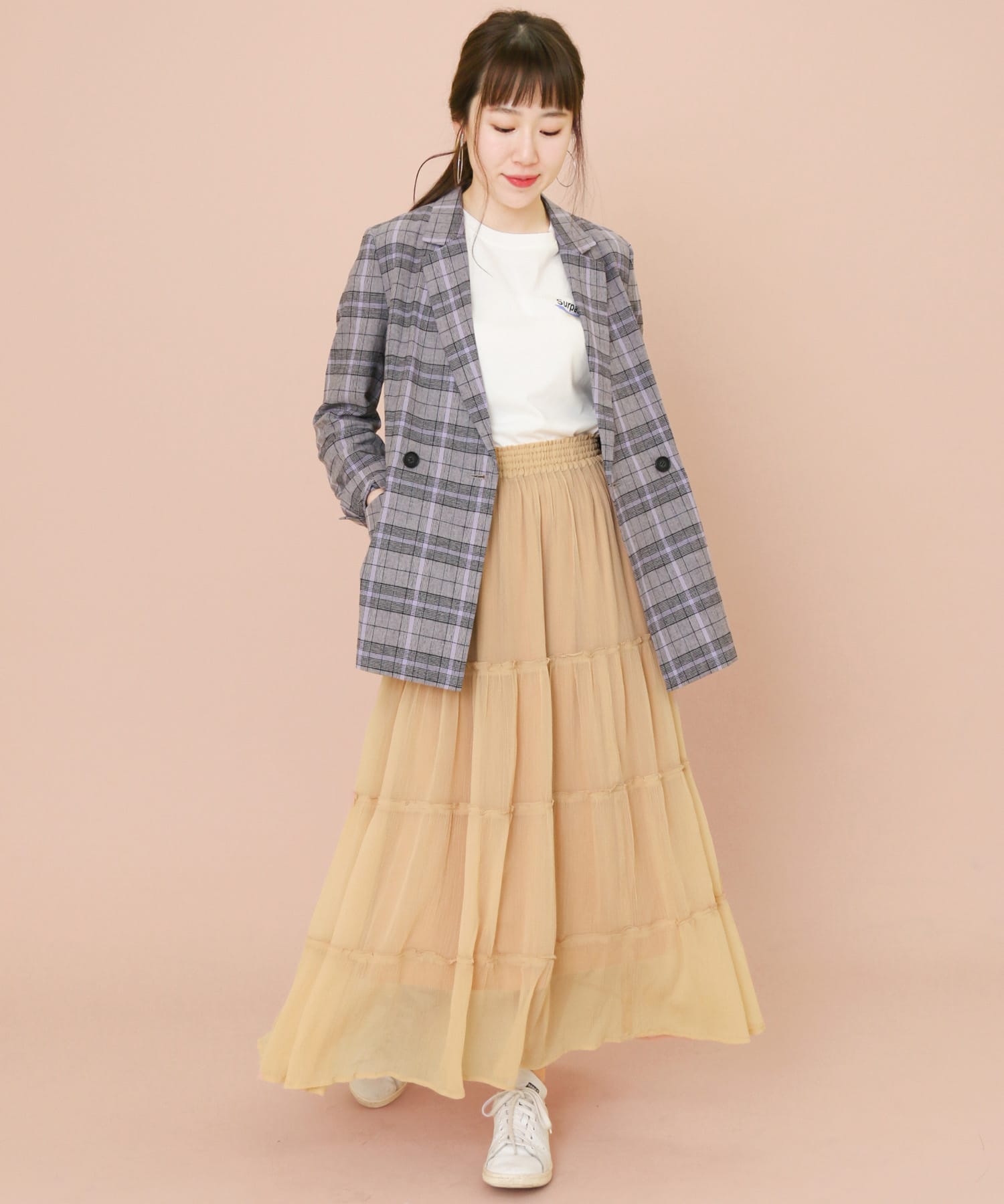 KBF+　シアーティアードスカート∴ L.CAMEL one