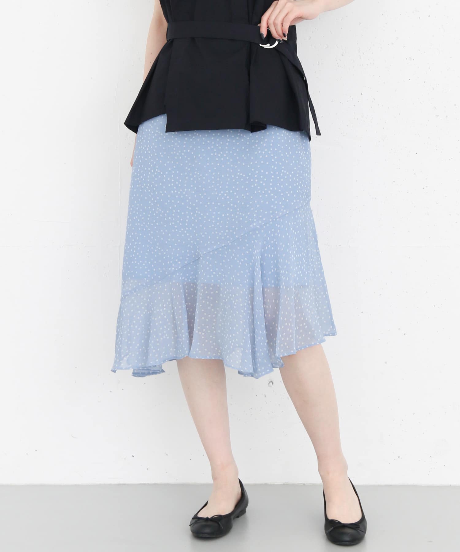 KBF+　イレギュラーヘムフリルスカート∴ BLUE one