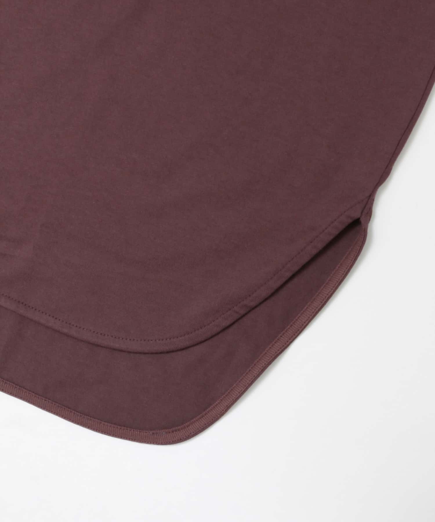 KBF+　アシメネックオーバーロングTシャツ BROWN one