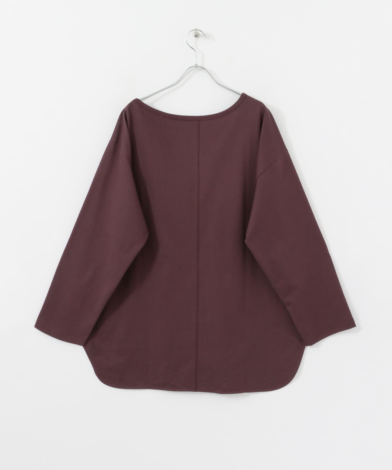 KBF+　アシメネックオーバーロングTシャツ BROWN one