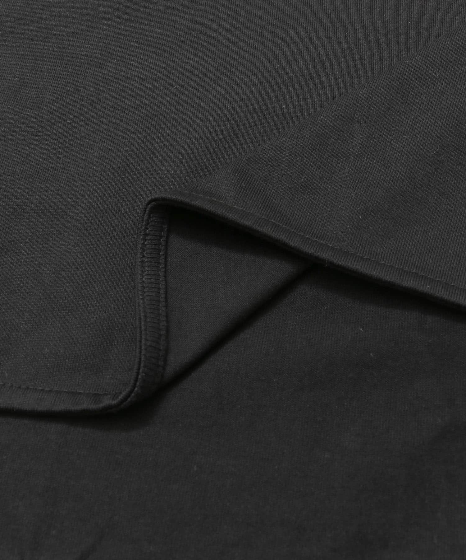 KBF+　アシメネックオーバーロングTシャツ BLACK one