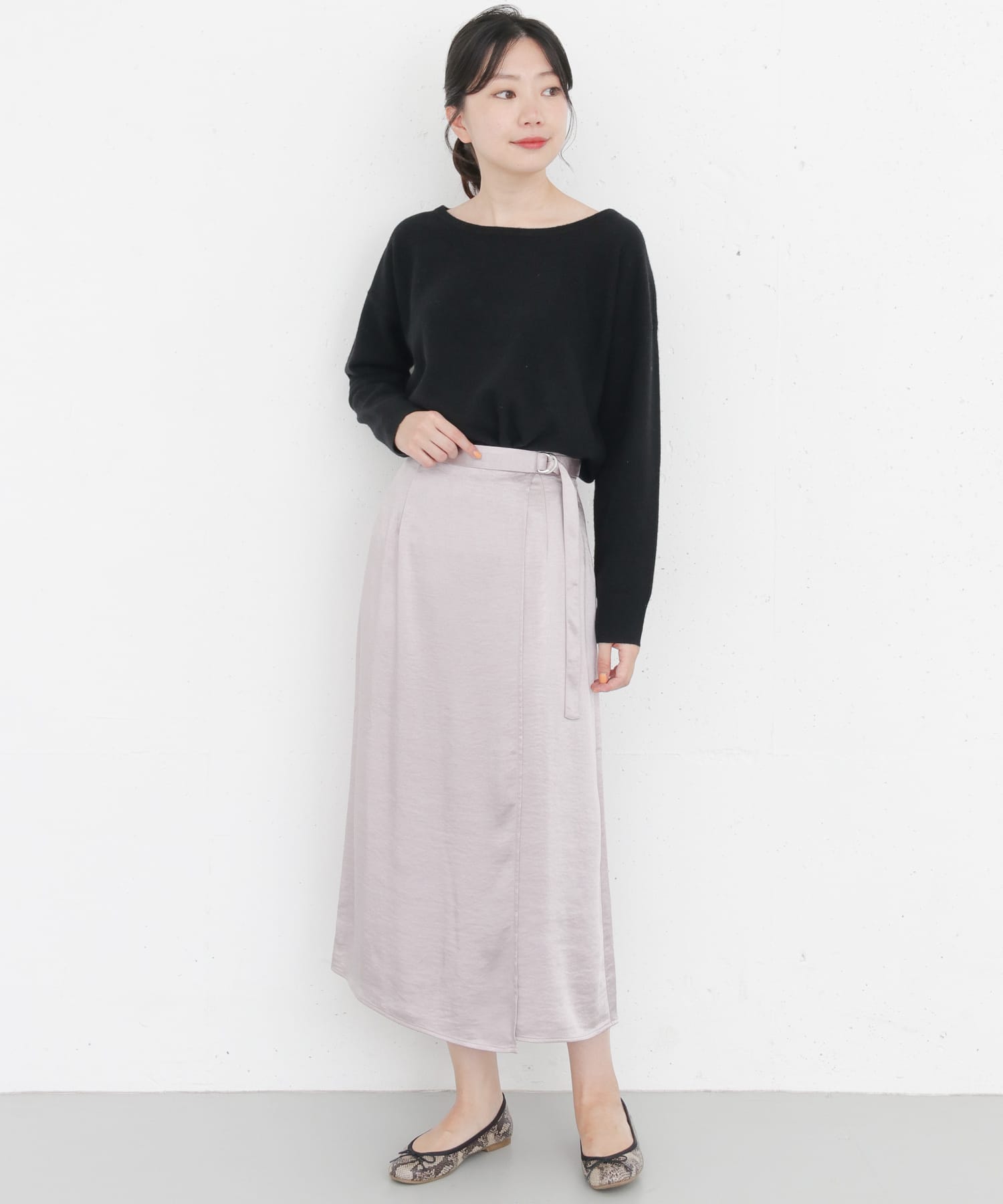 KBF+　ラップサテンスカート L.PURPLE one