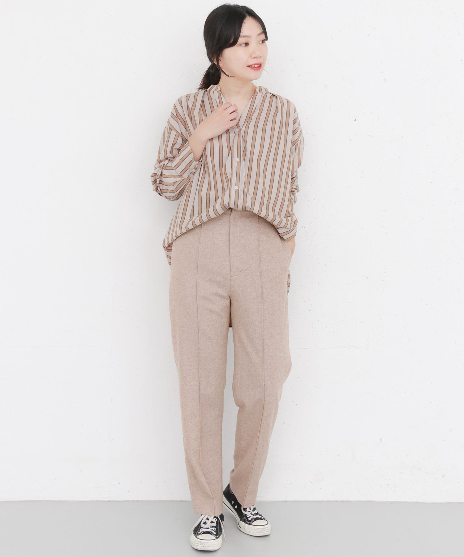 KBF+　ツイードワイドパンツ∴ BEIGE one