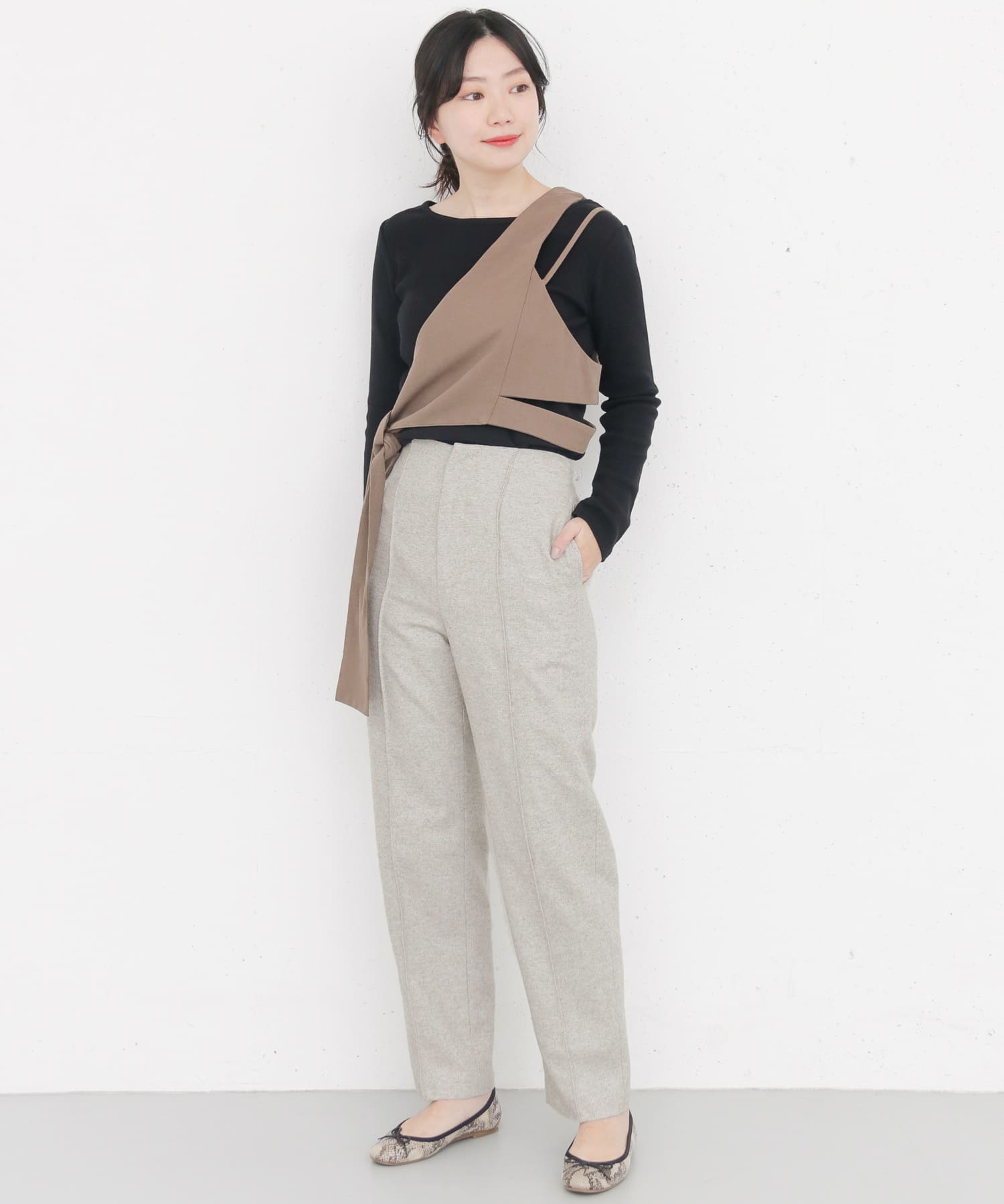 KBF+　ツイードワイドパンツ∴ GRAY one